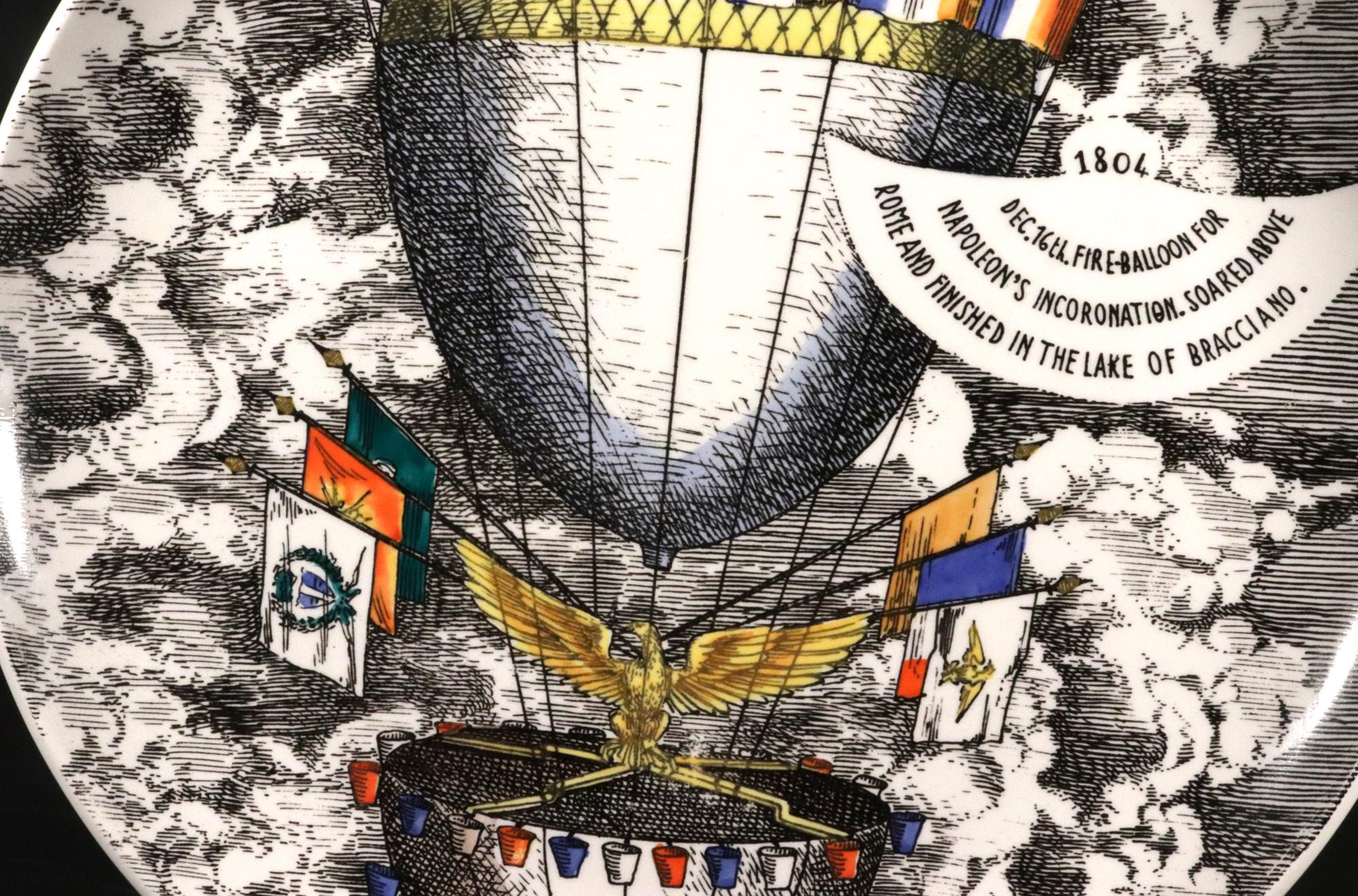 Piero Fornasetti Platos Globo Aerostático, Estampado Mongolfiere, Lote de Seis en venta 14