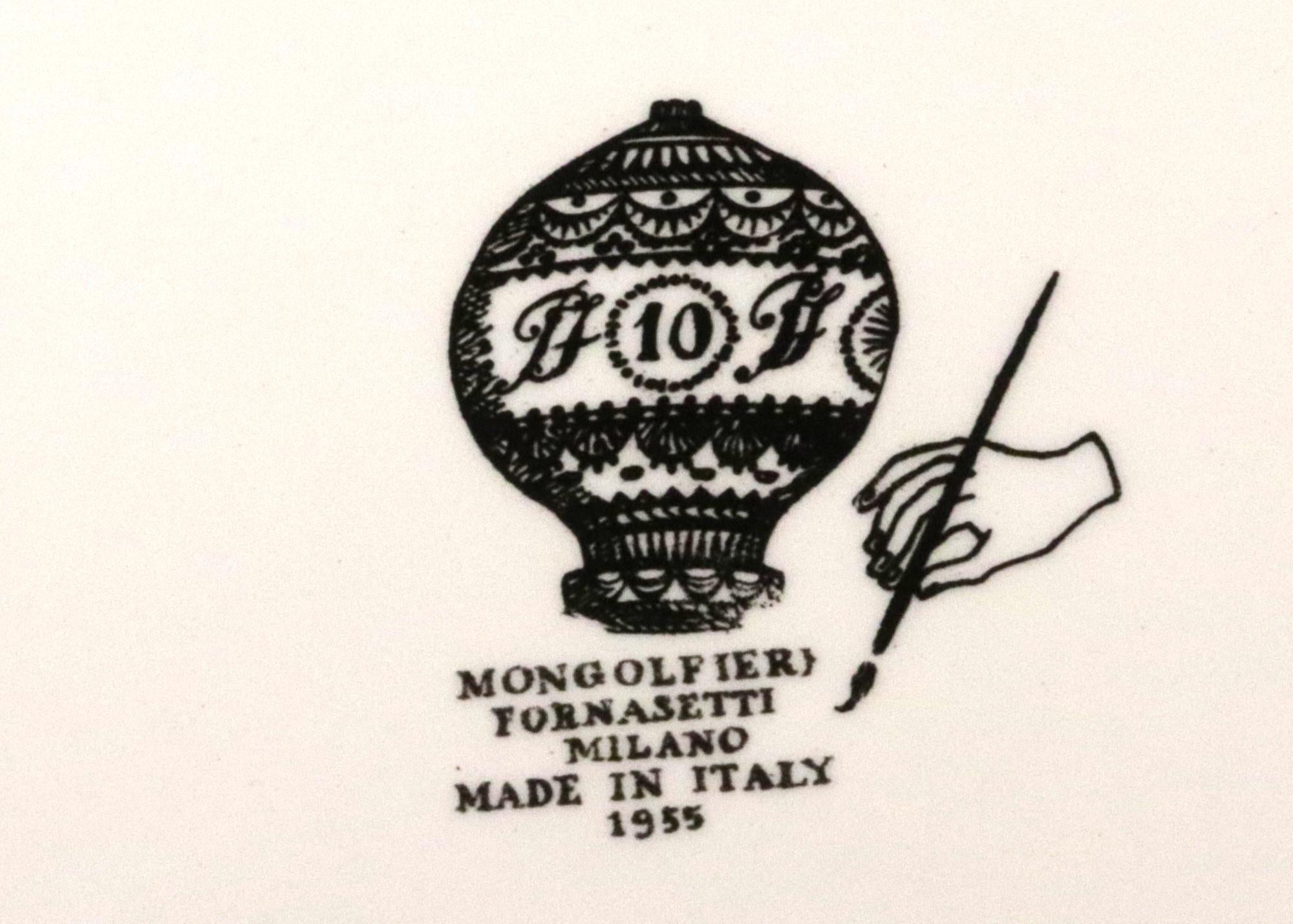 Piero Fornasetti Platos Globo Aerostático, Estampado Mongolfiere, Lote de Seis finales del siglo XX en venta