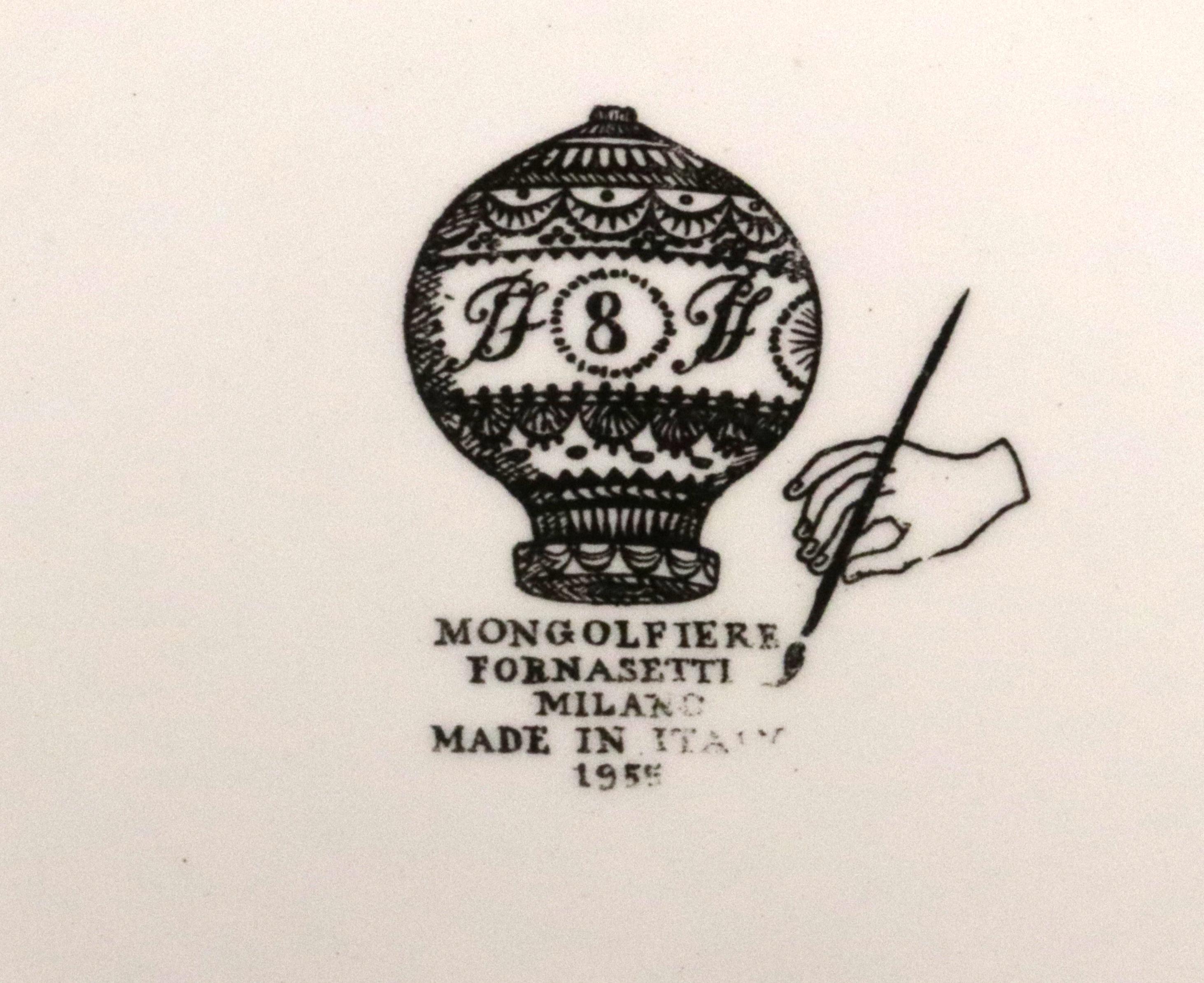 Piero Fornasetti Platos Globo Aerostático, Estampado Mongolfiere, Lote de Seis en venta 3