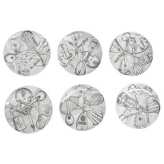 Piero Fornasetti "Instrumenti Musicali" Plates Set of Six Signed