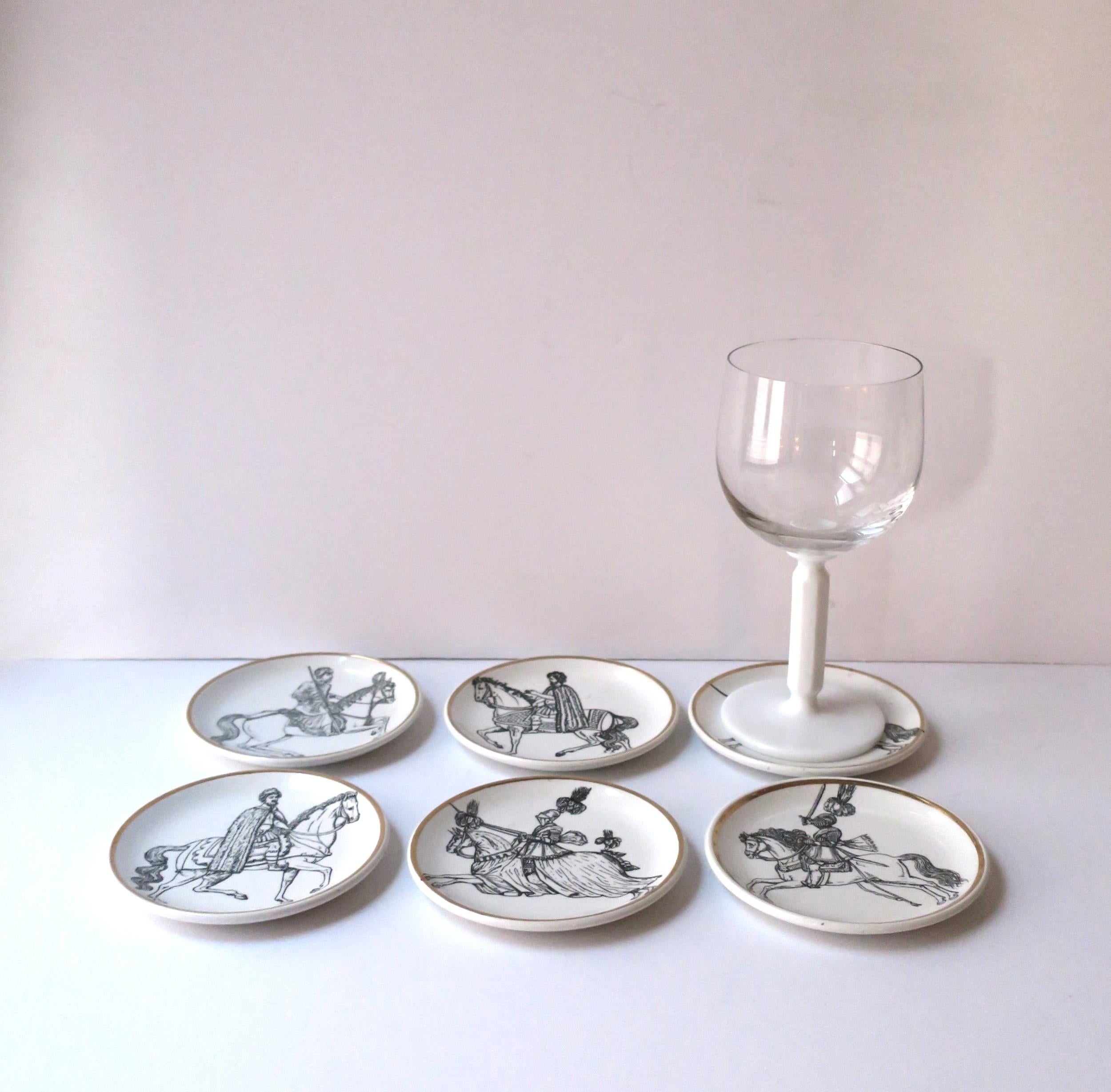 20th Century Piero Fornasetti Italian Cocktail Drinks Coasters or Wall Art, Set of 6 For Sale