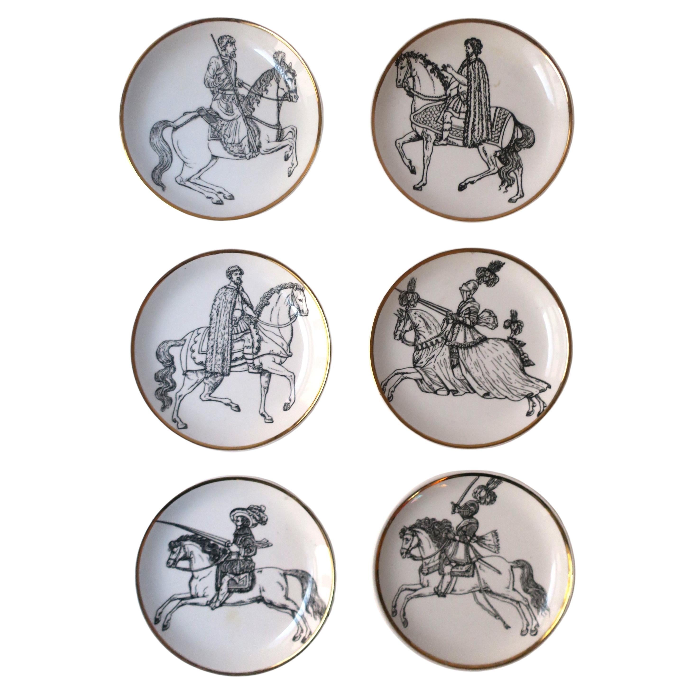 Piero Fornasetti Italian Cocktail Drinks Coasters or Wall Art, Set of 6 For Sale