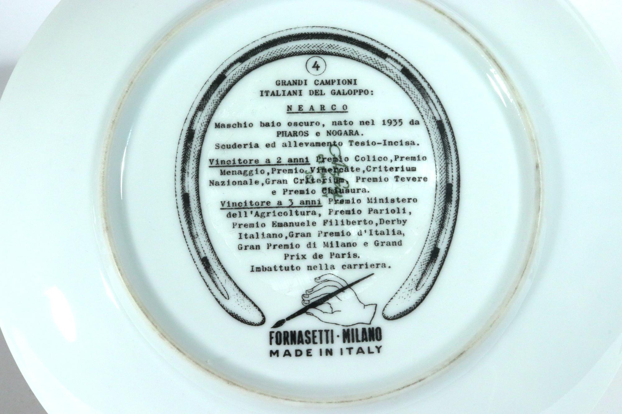 Piero Fornasetti Italian Racehorse Champions Plates In Good Condition For Sale In Downingtown, PA