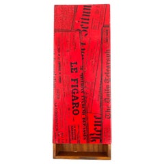 Piero Fornasetti, Large 'Newspapers' Red Box, Milan Italy, circa 1950