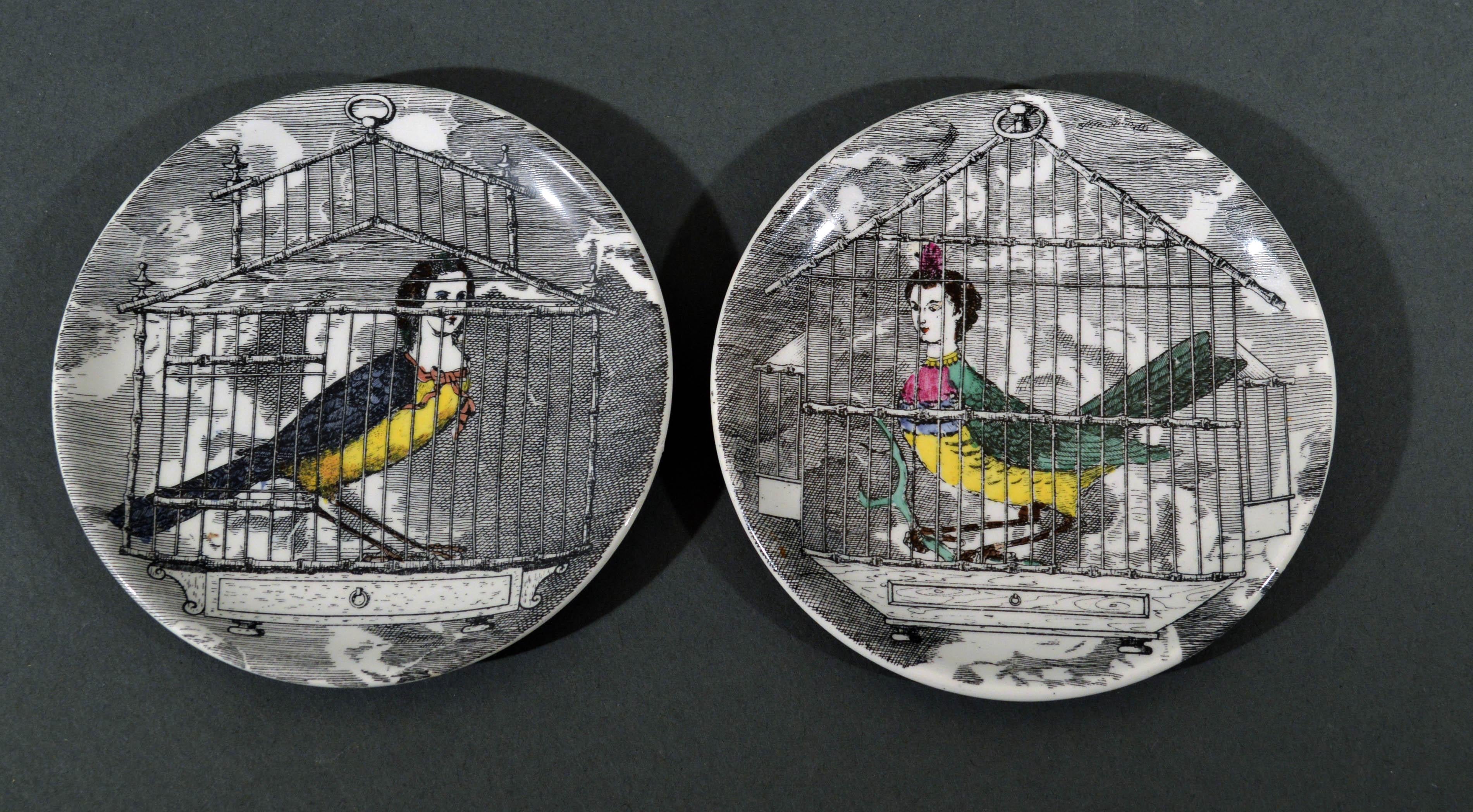Italian Piero Fornasetti Le Arpie Gentili Coaster Set and Box, circa 1960