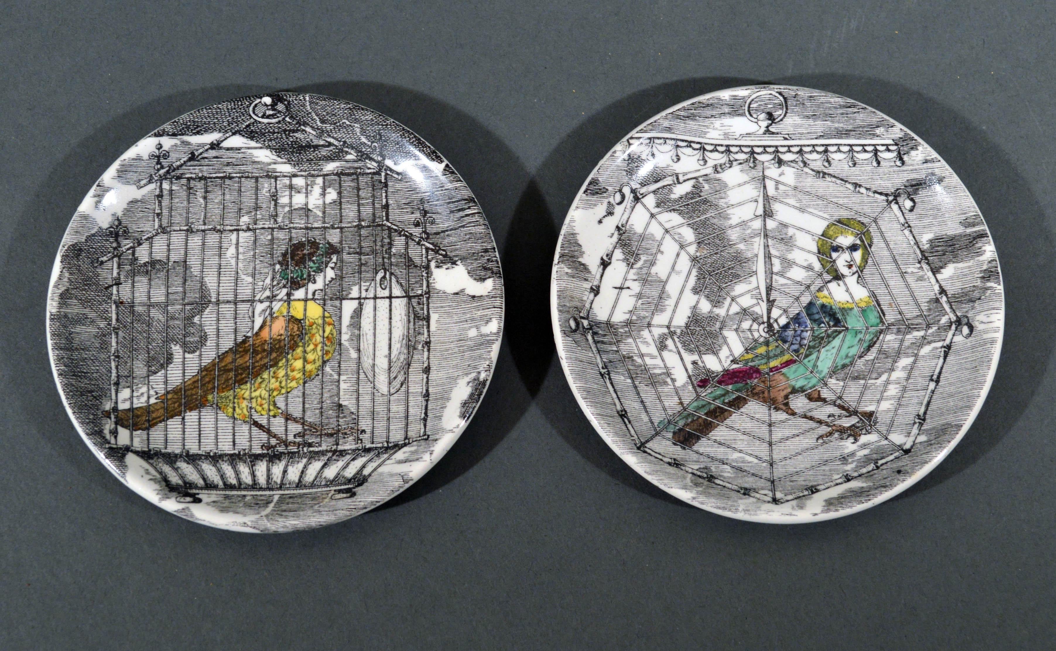 Mid-20th Century Piero Fornasetti Le Arpie Gentili Coaster Set and Box, circa 1960
