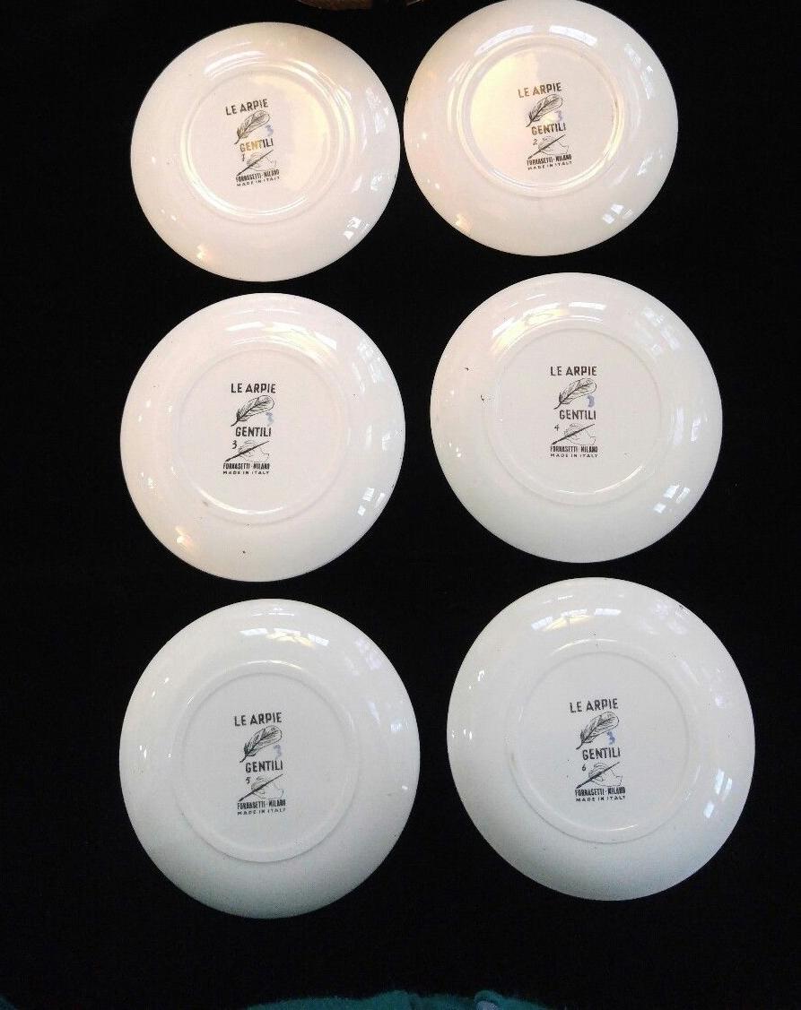 Piero Fornasetti Le Arpie Gentili Coaster Set and Box, circa 1960 2
