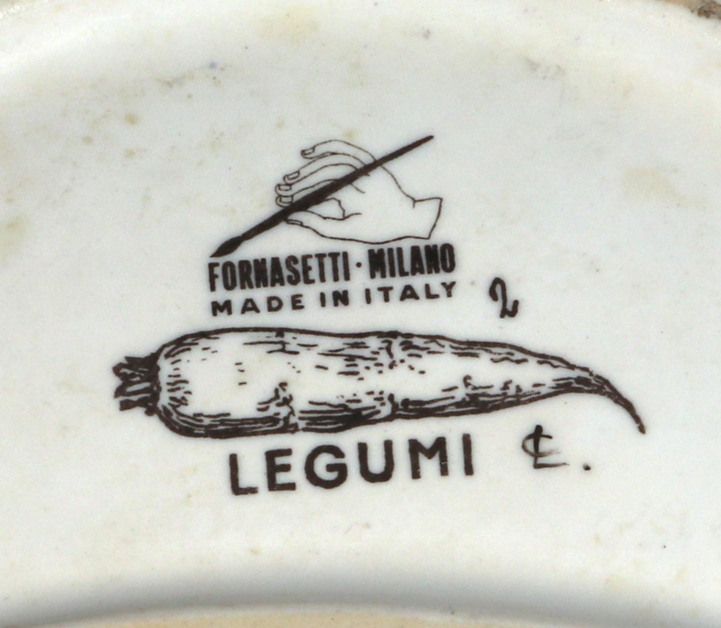 Piero Fornasetti Legumi Pattern Demi-lune Salad Dishes, Set of Seven For Sale 3