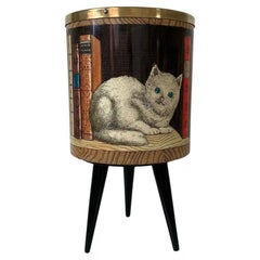 Piero Fornasetti  "Libri"  Rare Vintage Basket on Legs, circa 1950, Italy.