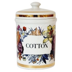 Piero Fornasetti, tarro con tapa "Algodón" mediados del siglo XIX