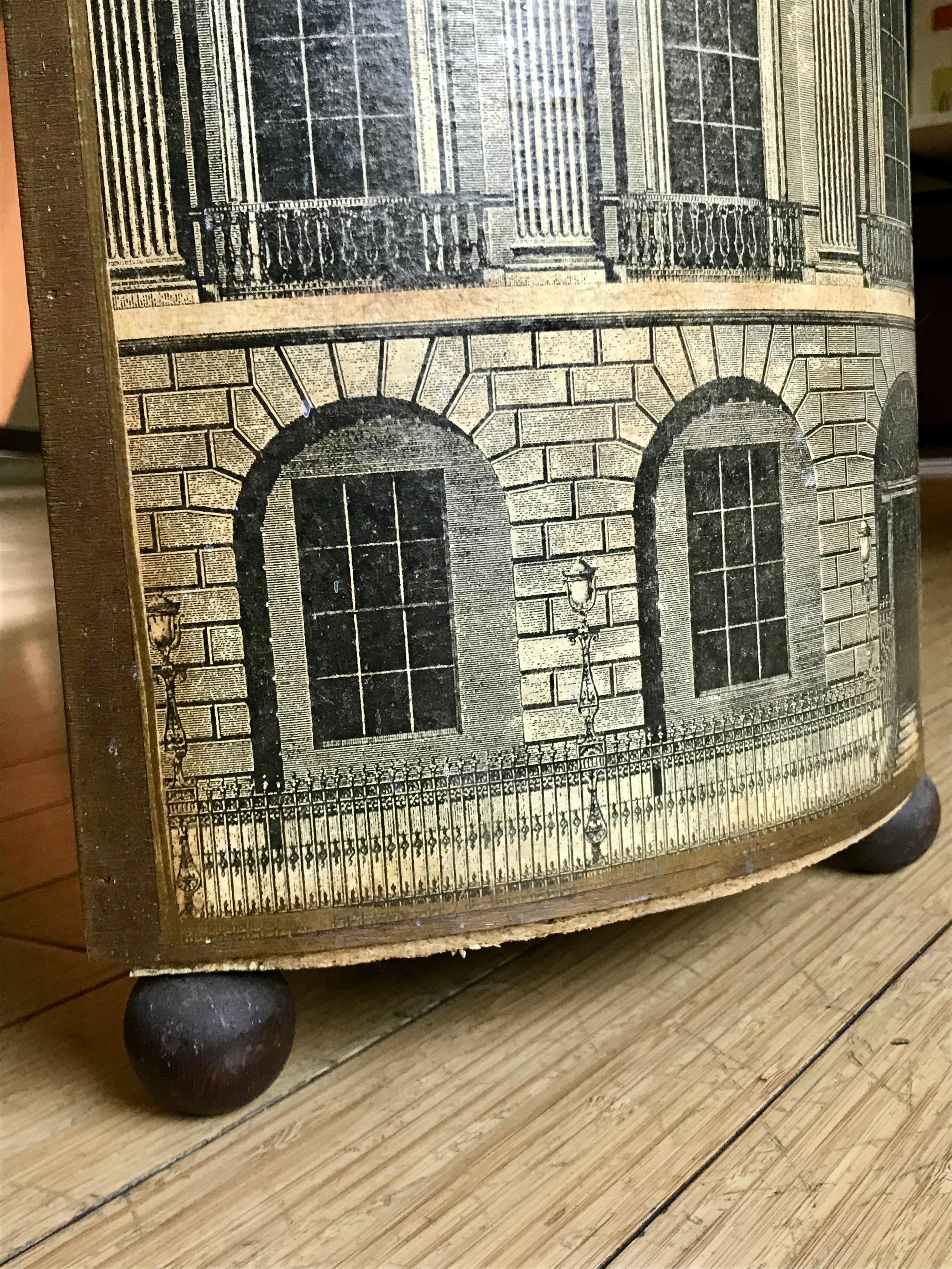 Piero Fornasetti Litho + Wood Waste Paper Bin, 1940's 6