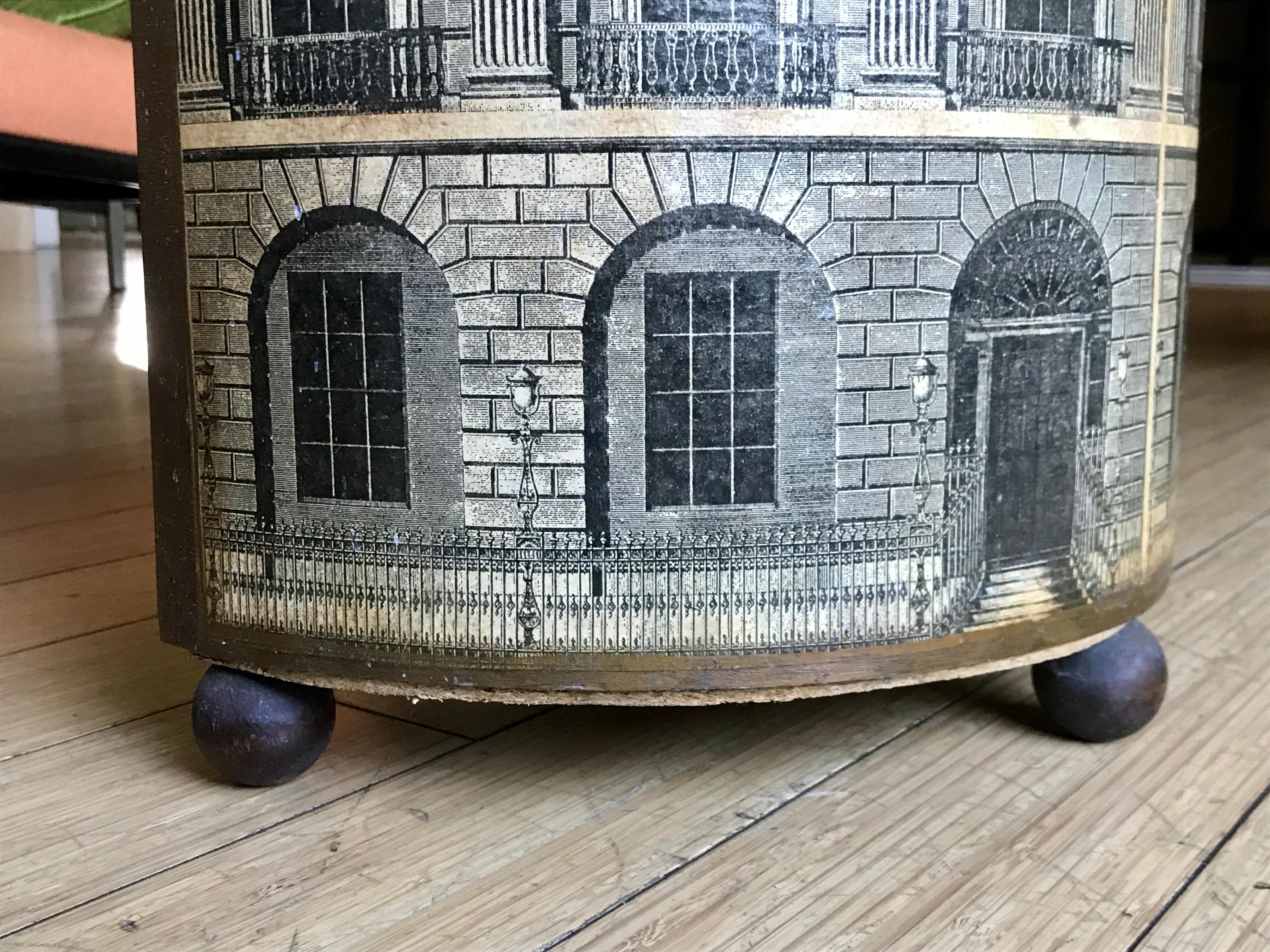 Piero Fornasetti Litho + Wood Waste Paper Bin, 1940's 8