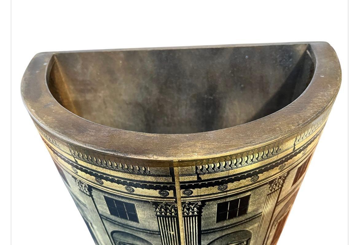 Piero Fornasetti Litho - Wooden Waste Paper Basket Bin, 1940 In Good Condition In Chicago, IL