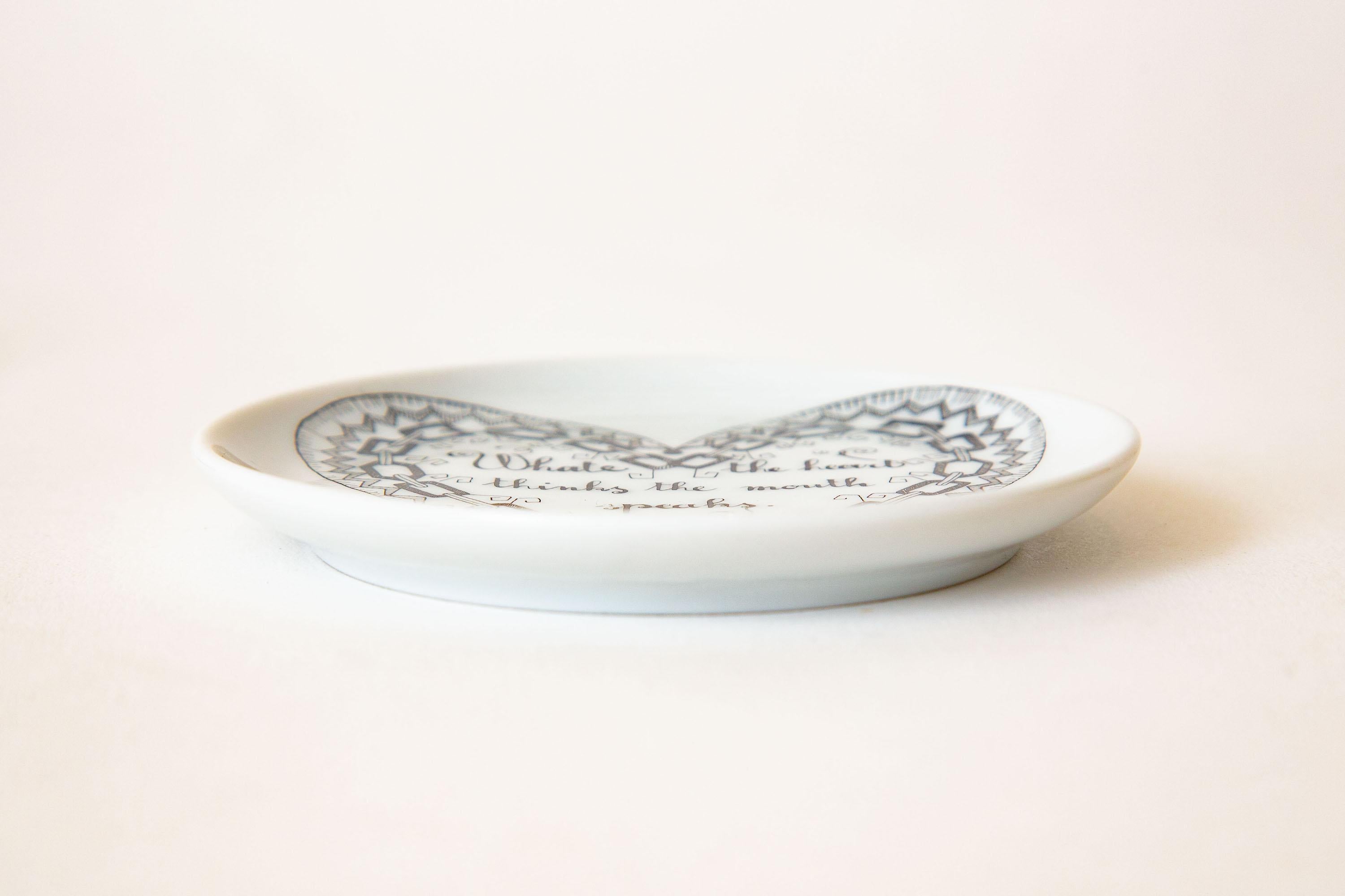 Piero Fornasetti Black and White Love Porcelain Coasters or Small Plates Set /8 11
