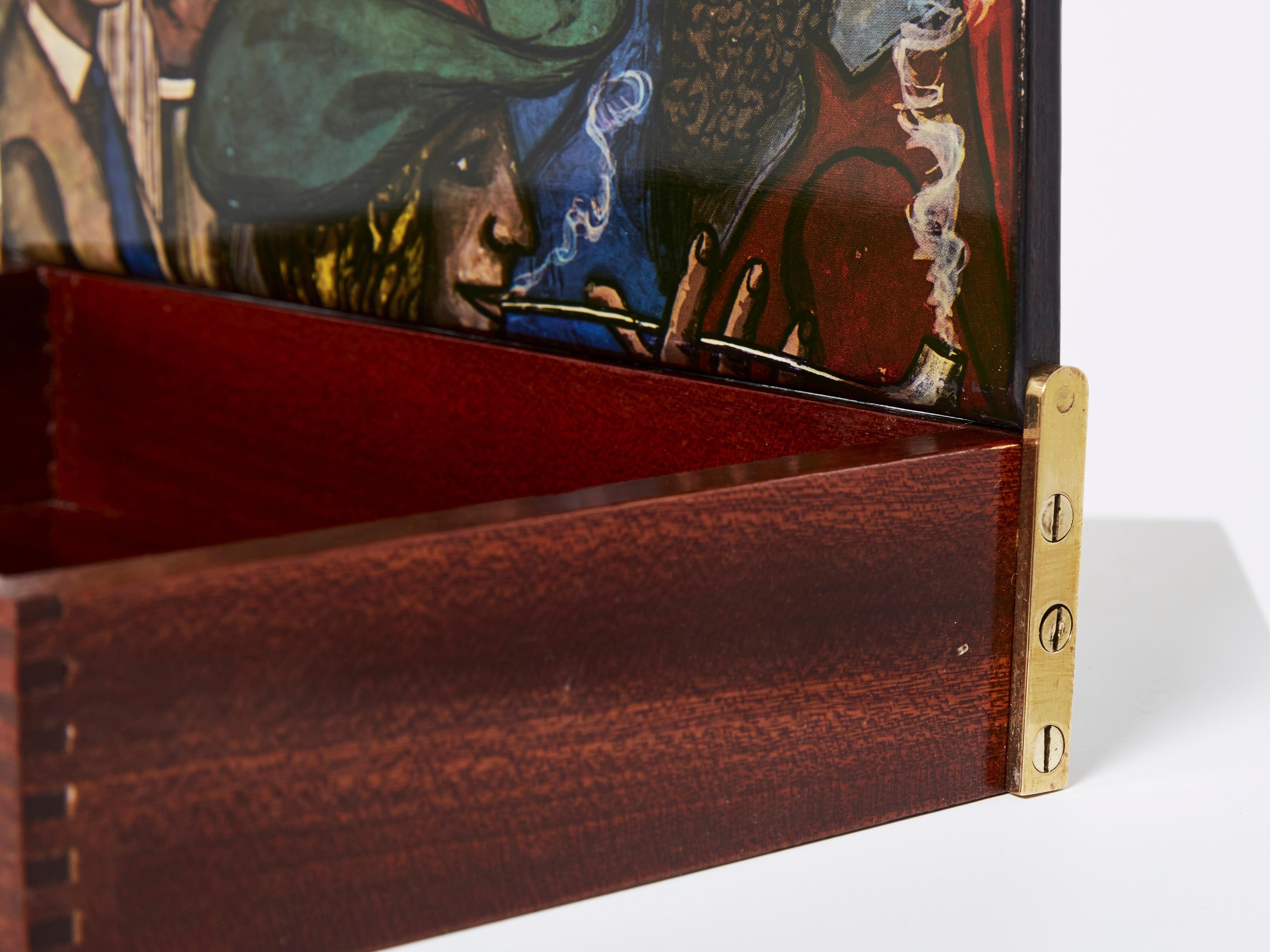 Piero Fornasetti Mahogany Painted Wood Box 1950 For Sale 3