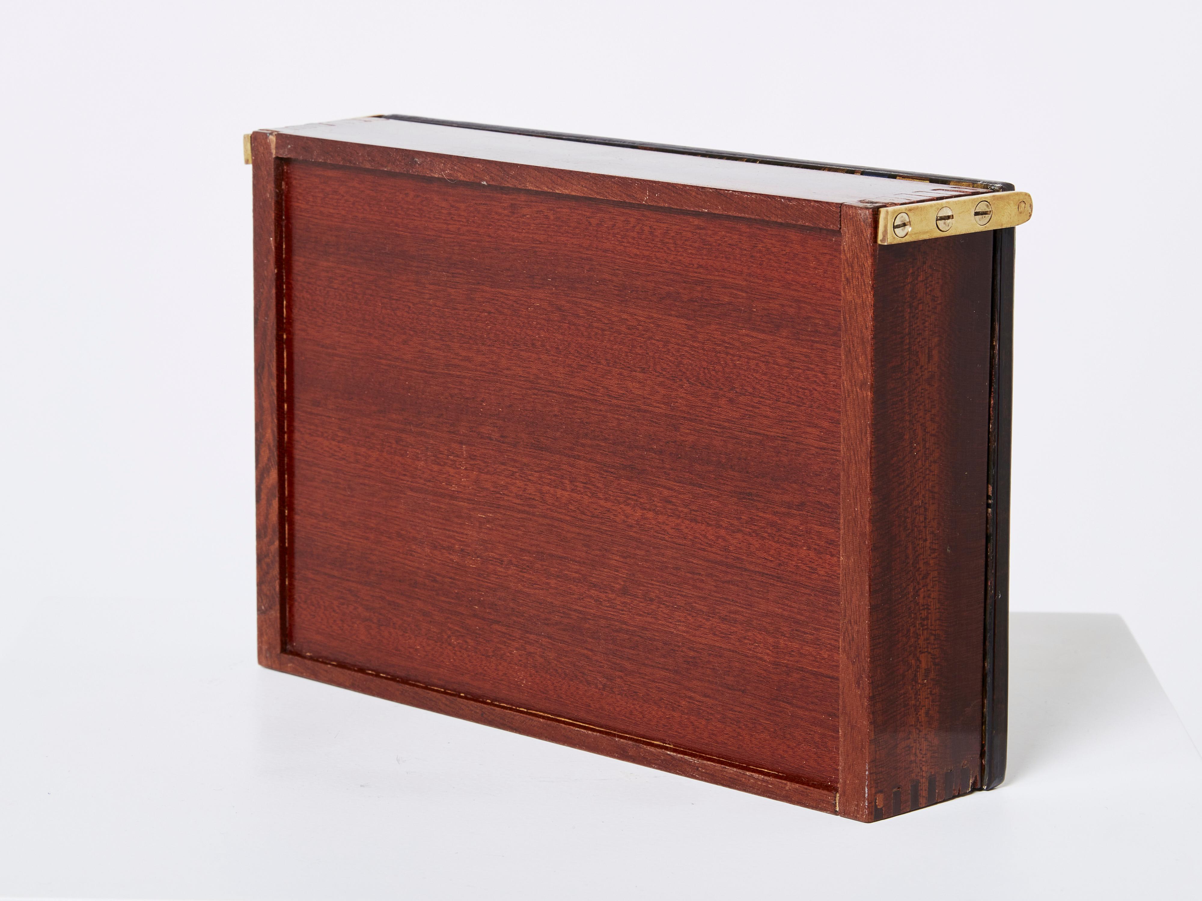 Piero Fornasetti Mahogany Painted Wood Box 1950 For Sale 1