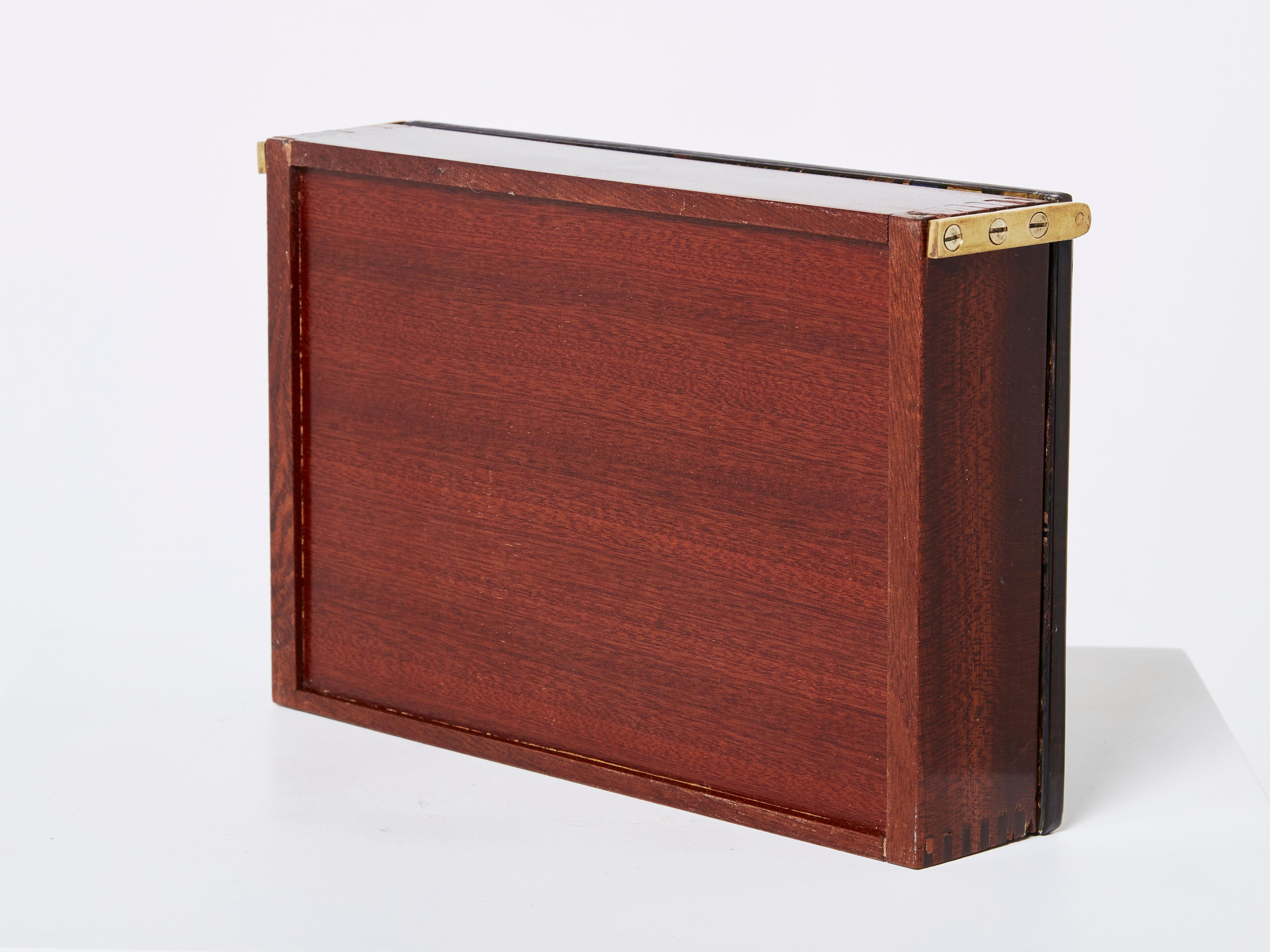 Caja de madera pintada de caoba 1950 en venta 1