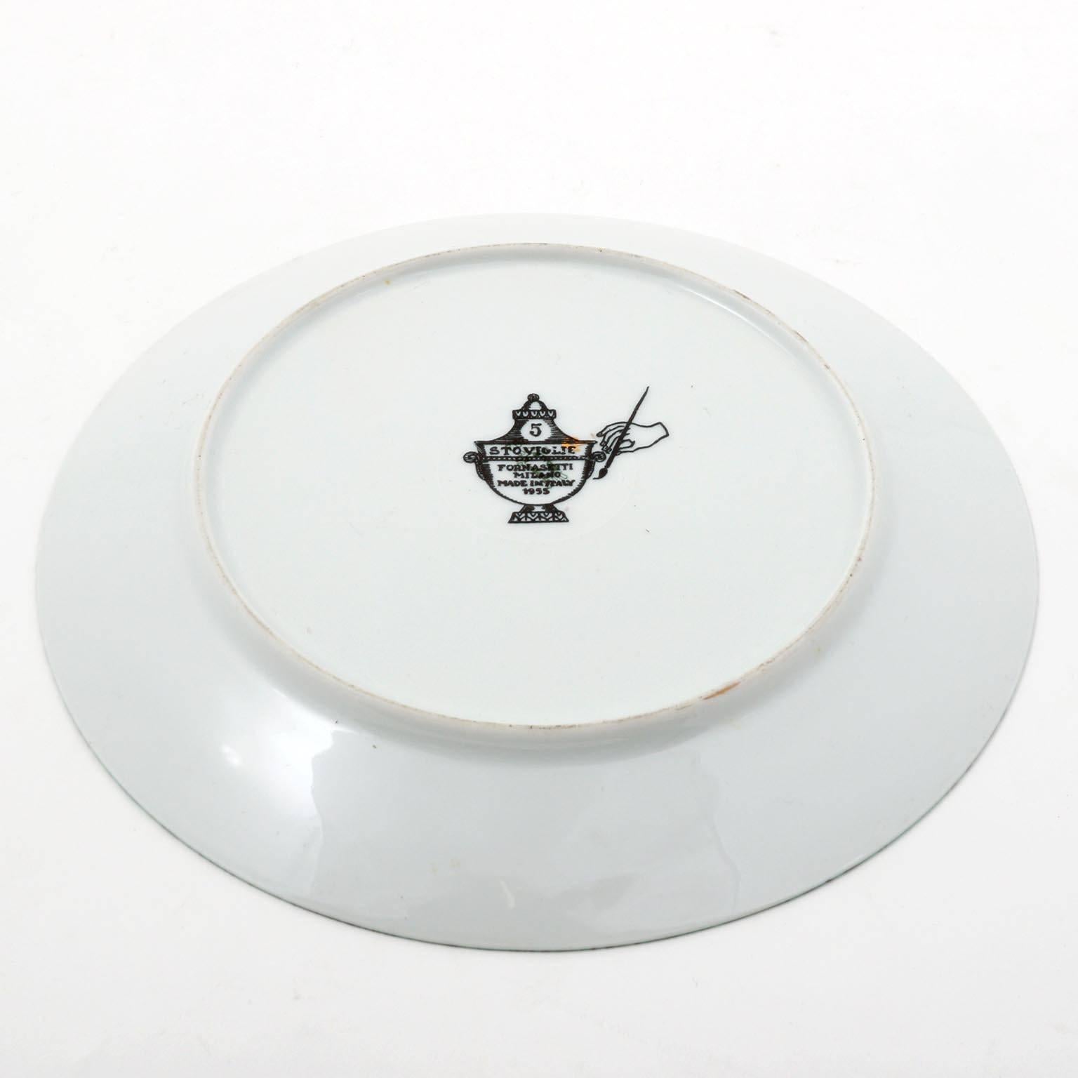 Italian Piero Fornasetti Malachite Ceramic Plate Stoviglie No. 5, Milano, Italy, 1955