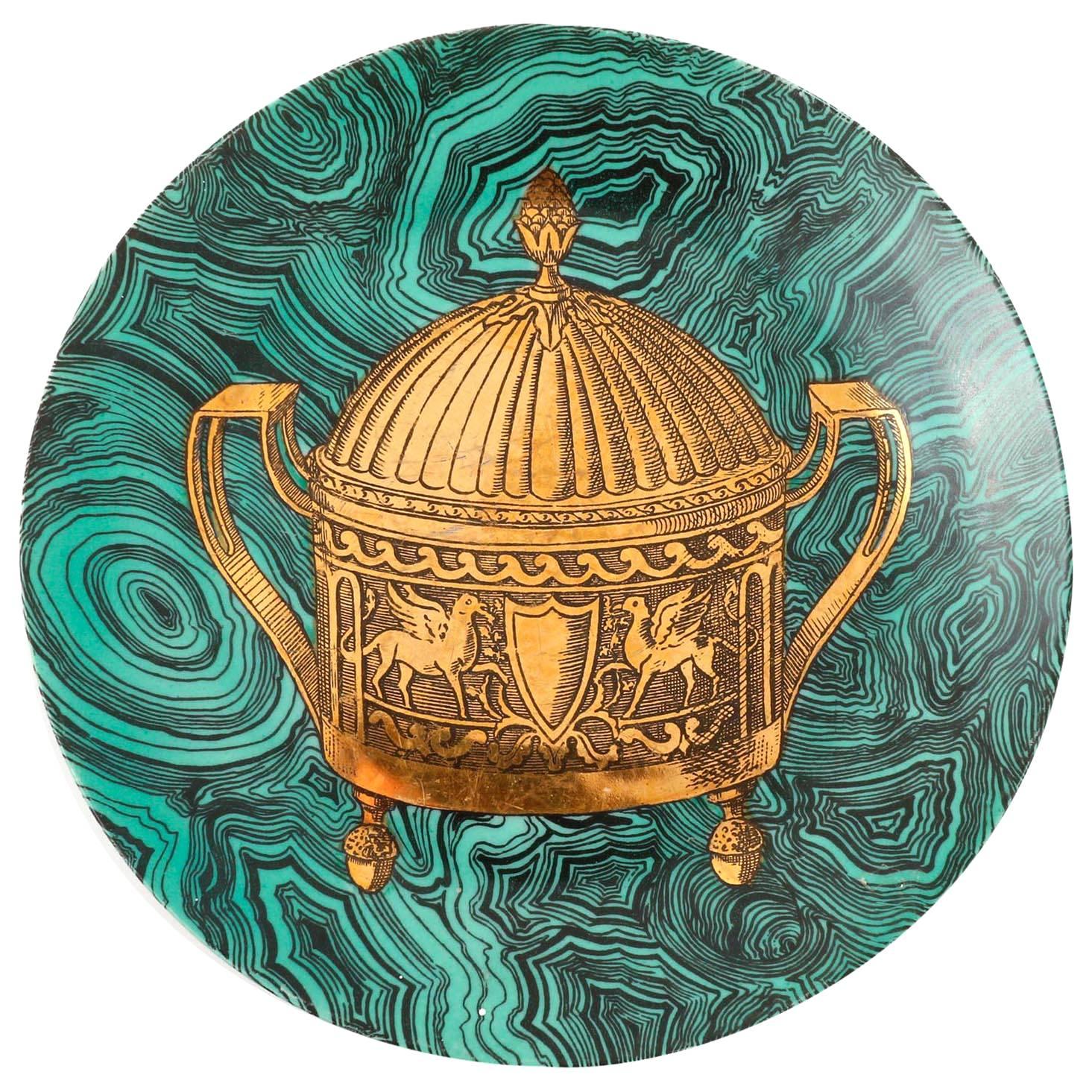 Piero Fornasetti Malachite Ceramic Plate Stoviglie No. 5, Milano, Italy, 1955