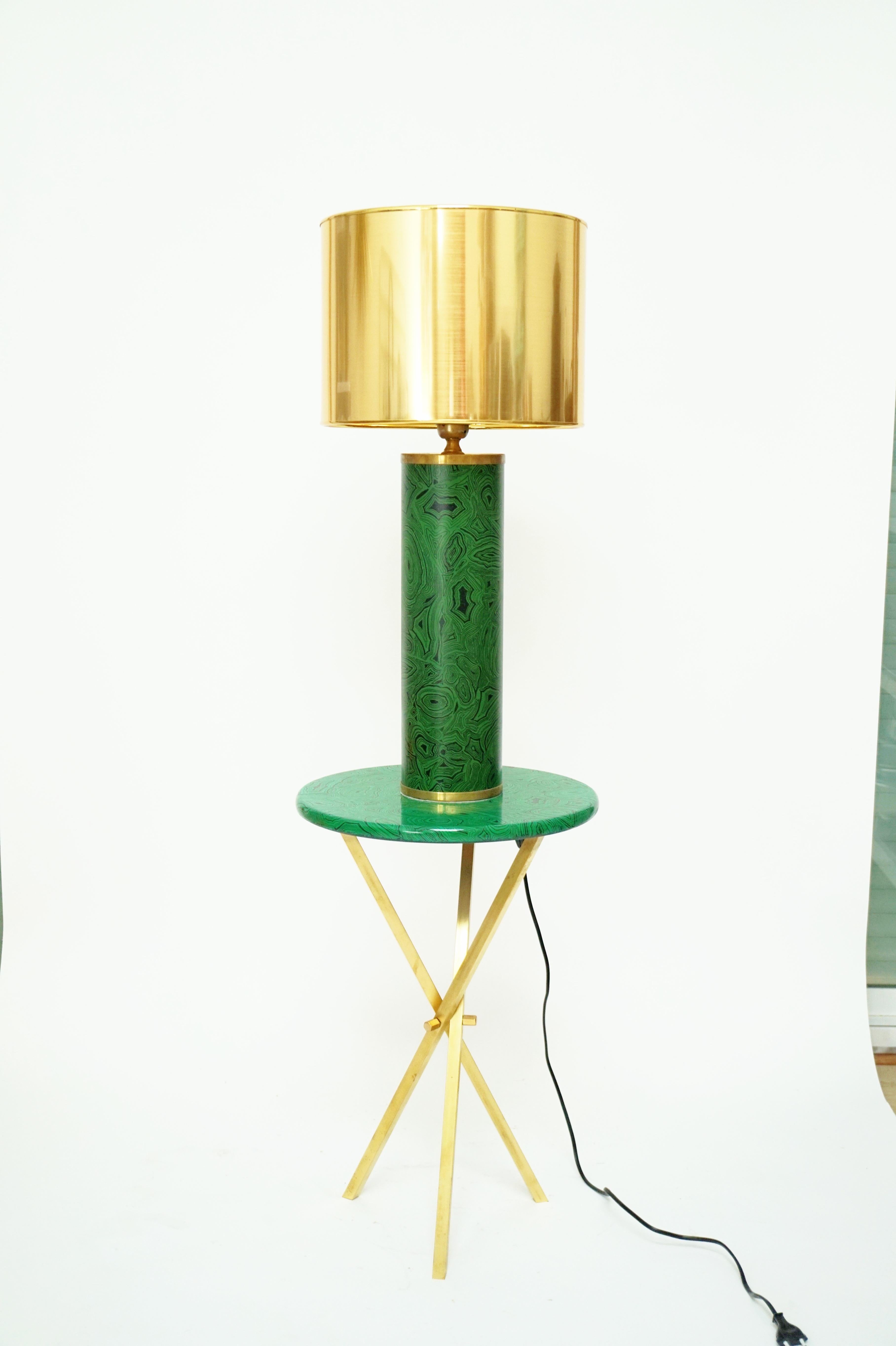Italian Piero Fornasetti Malachite Design Lamp Base, 1950s