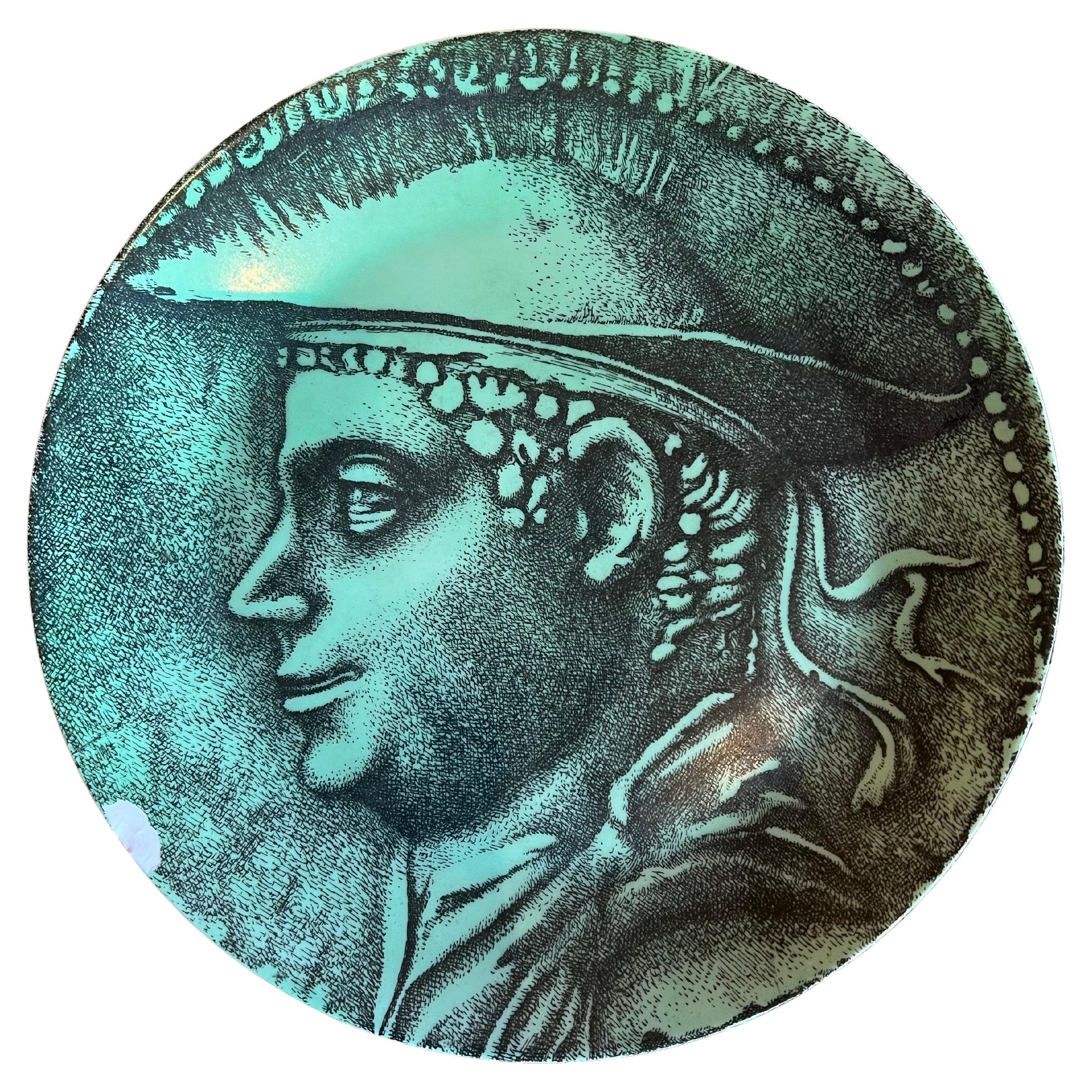 Piero Fornasetti Malachite Green Plate Nummus 3 Milano Italy 1955 Mid Century