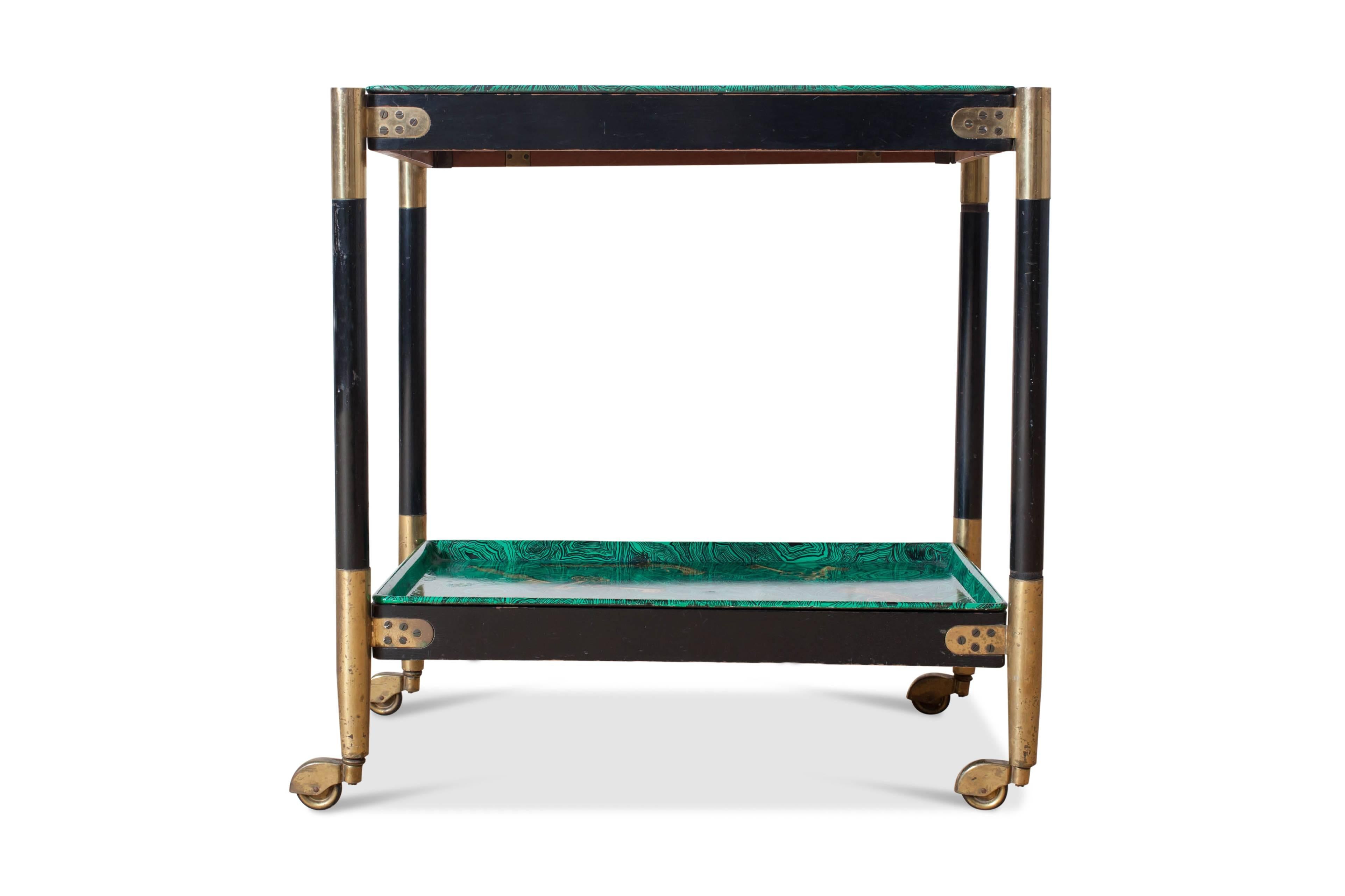 Mid-Century Modern Piero Fornasetti ‘Malachite’ Serving Trolley