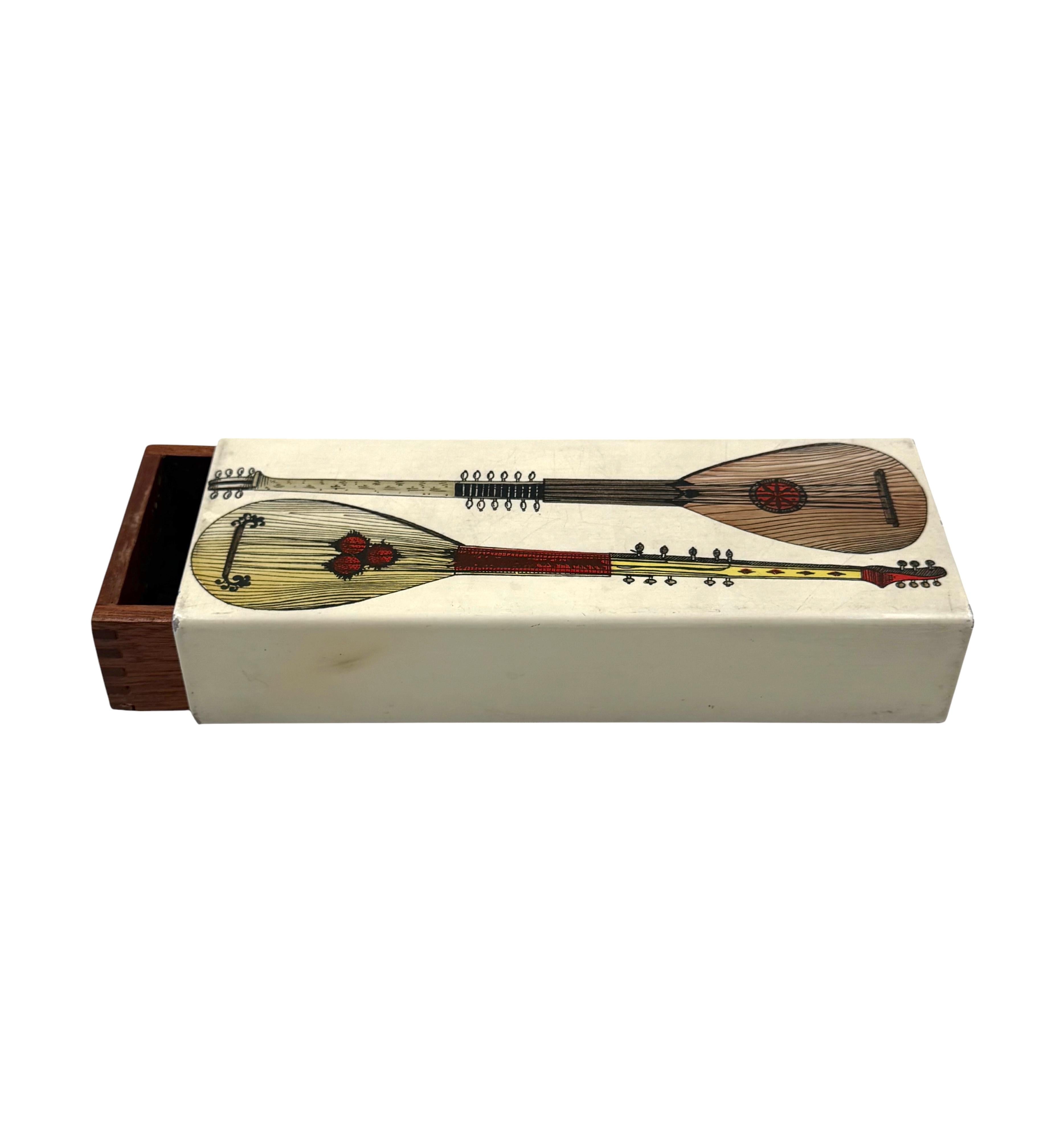 Piero Fornasetti, mandolins cigars Box, Milan Italy, ca. 1960s For Sale 3