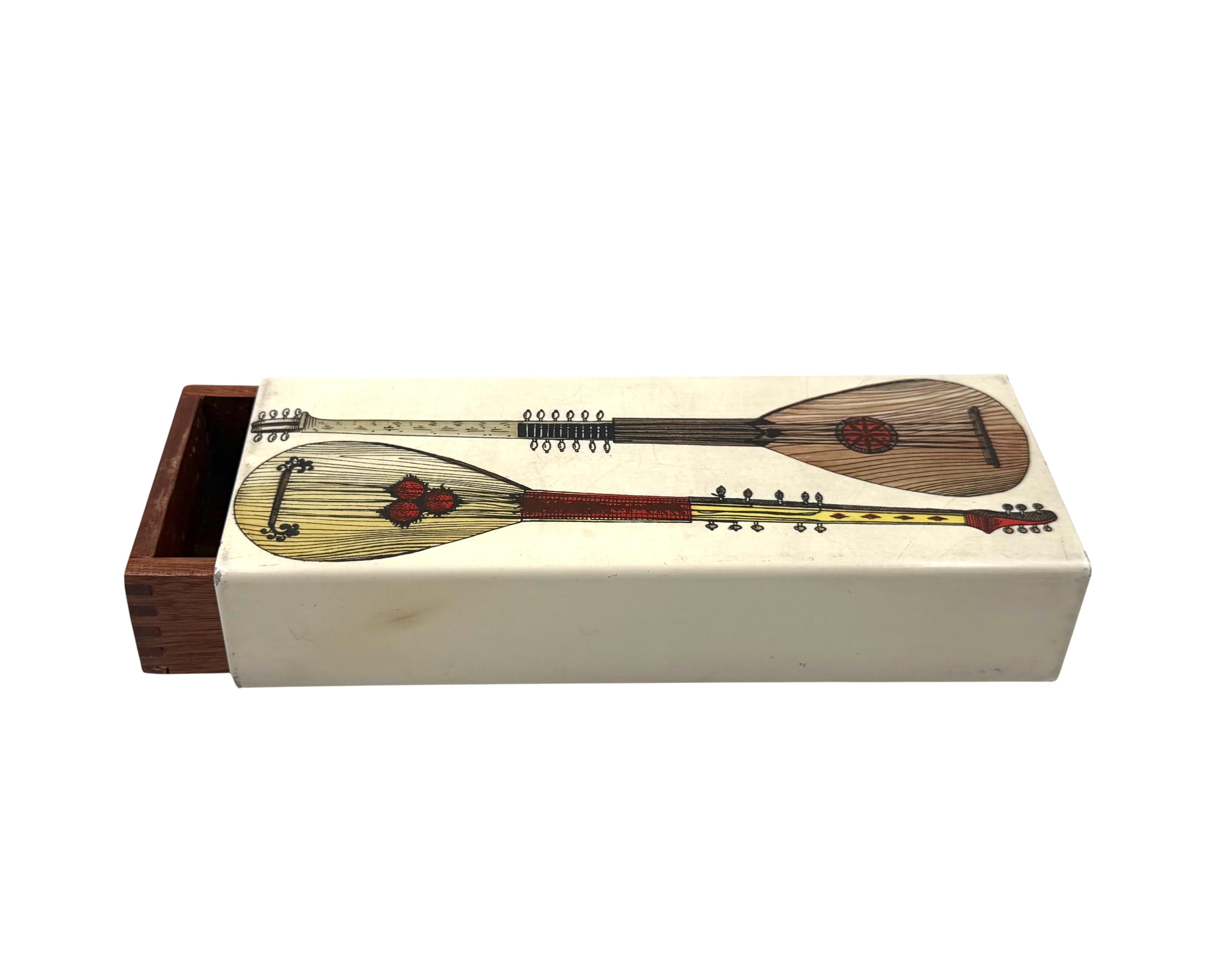 Piero Fornasetti, mandolins cigars Box, Milan Italy, ca. 1960s For Sale 4