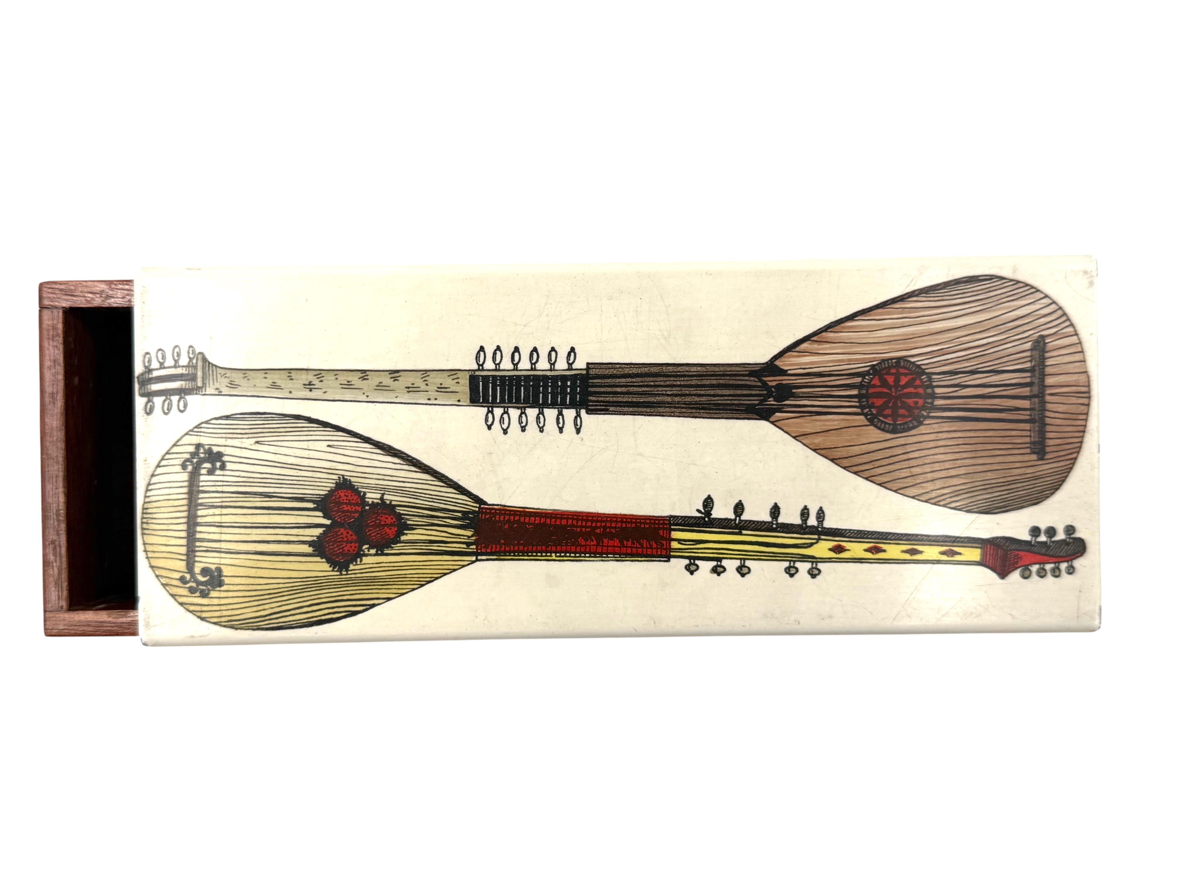 Piero Fornasetti, mandolins cigars Box, Milan Italy, ca. 1960s For Sale 5