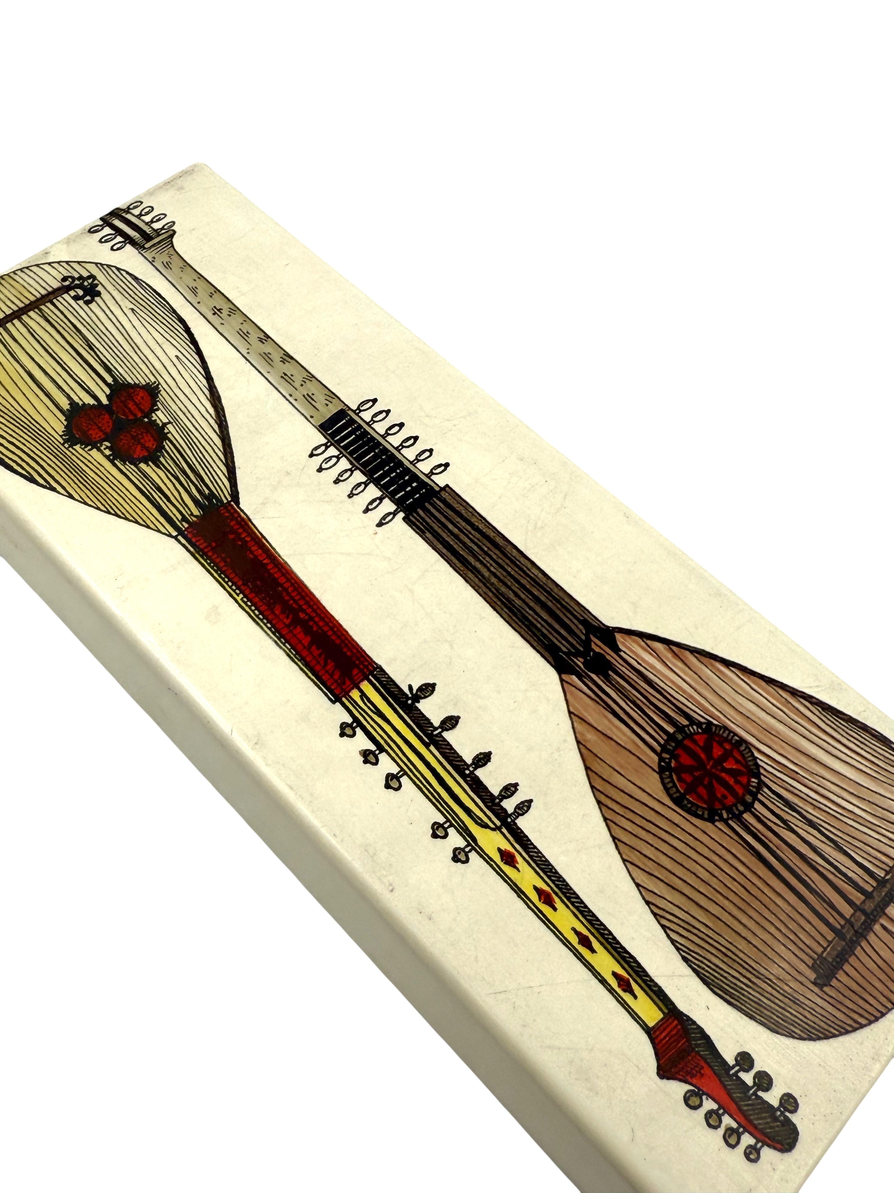 Piero Fornasetti, mandolins cigars Box, Milan Italy, ca. 1960s For Sale 6