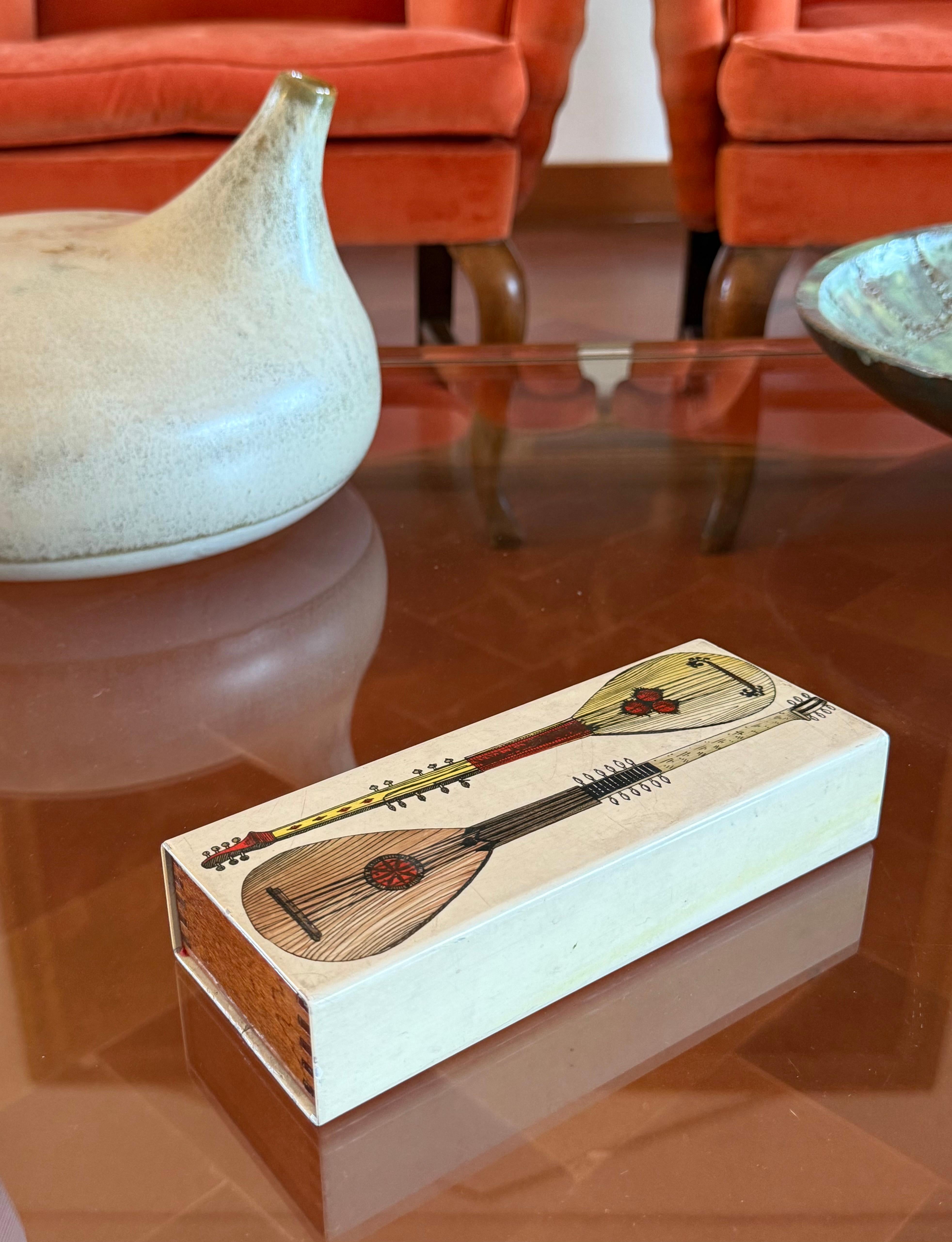 Piero Fornasetti, mandolins cigars Box, Milan Italy, ca. 1960s For Sale 9