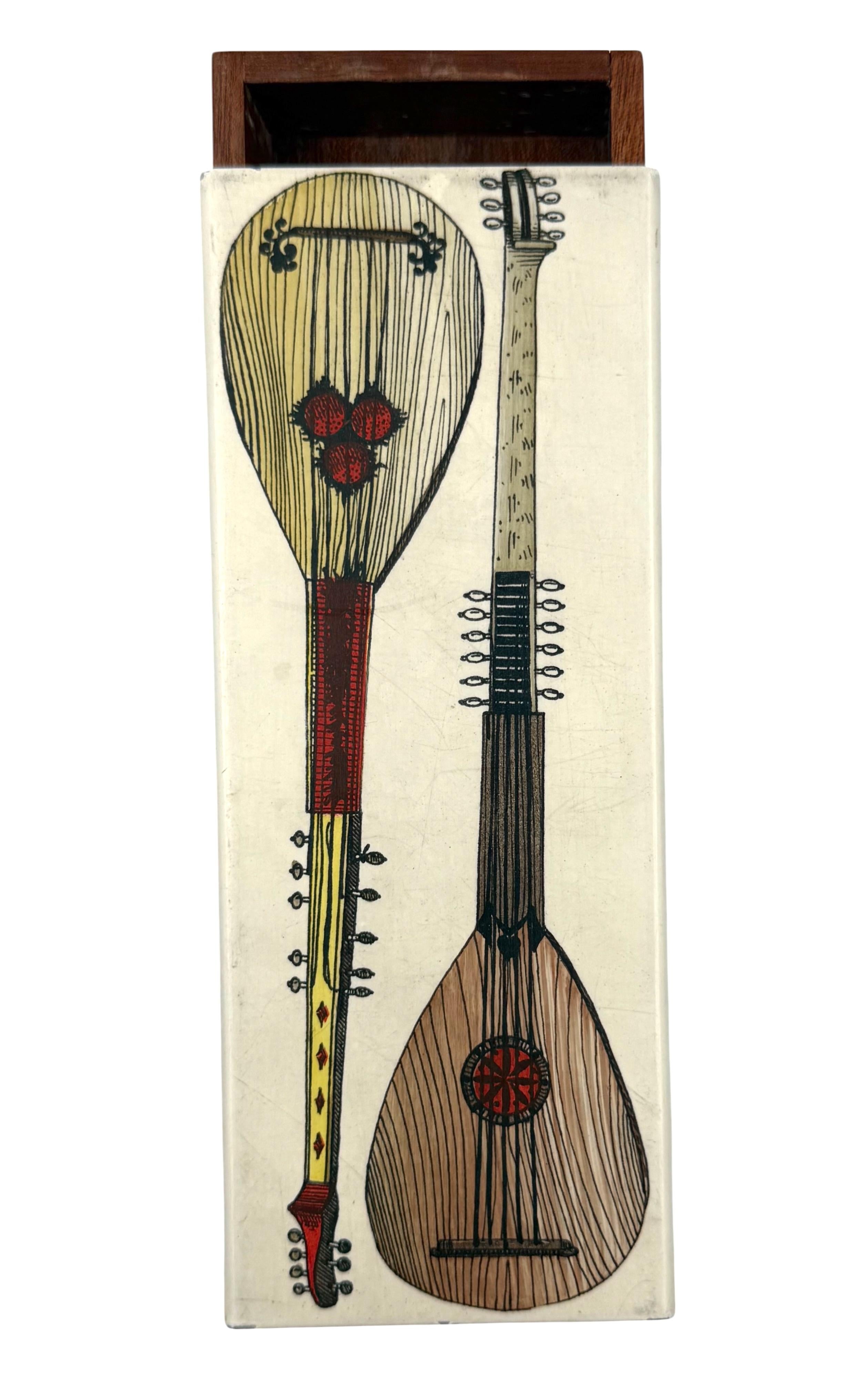 Piero Fornasetti, mandolins cigars Box, Milan Italy, ca. 1960s For Sale 1