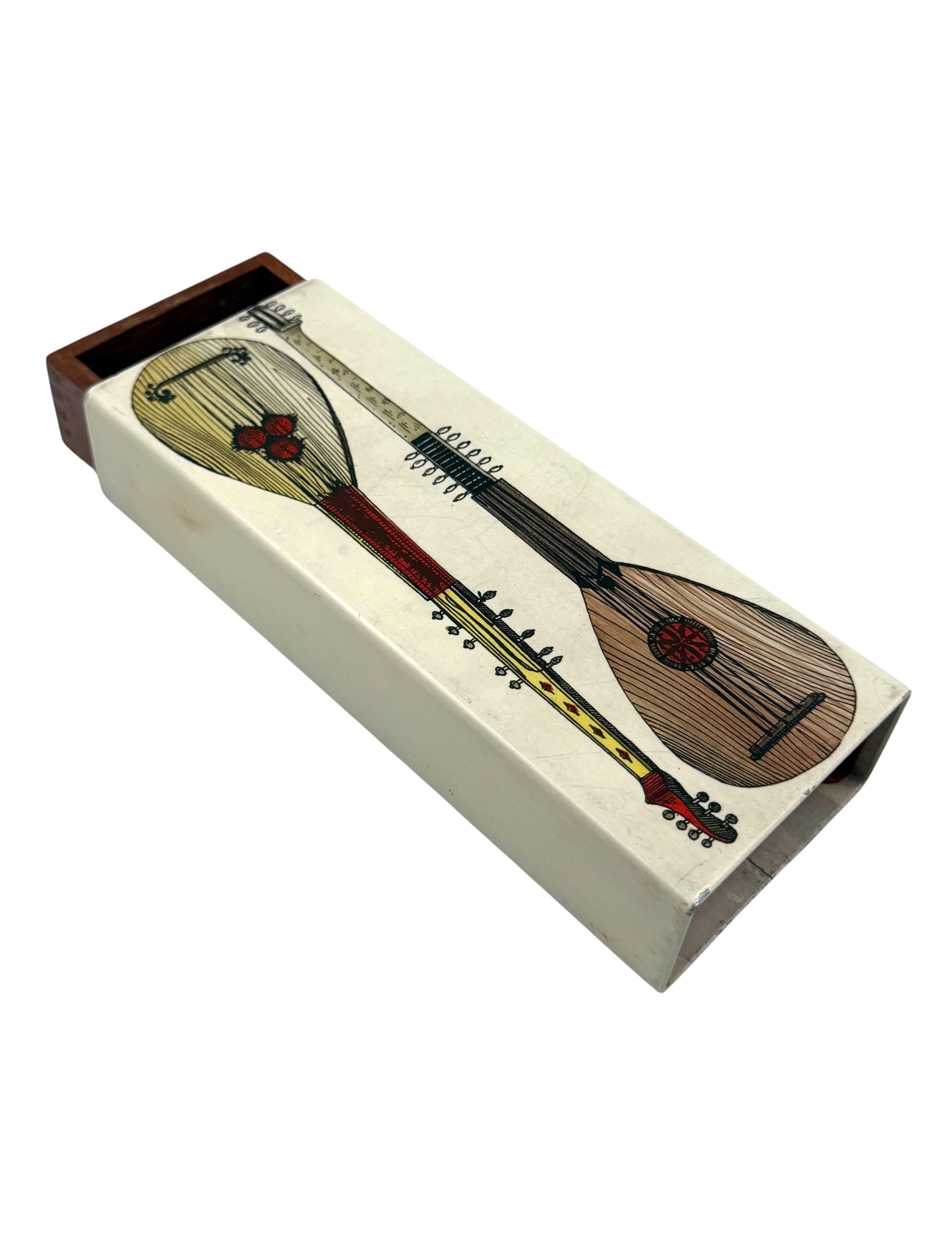 Piero Fornasetti, mandolins cigars Box, Milan Italy, ca. 1960s For Sale 2