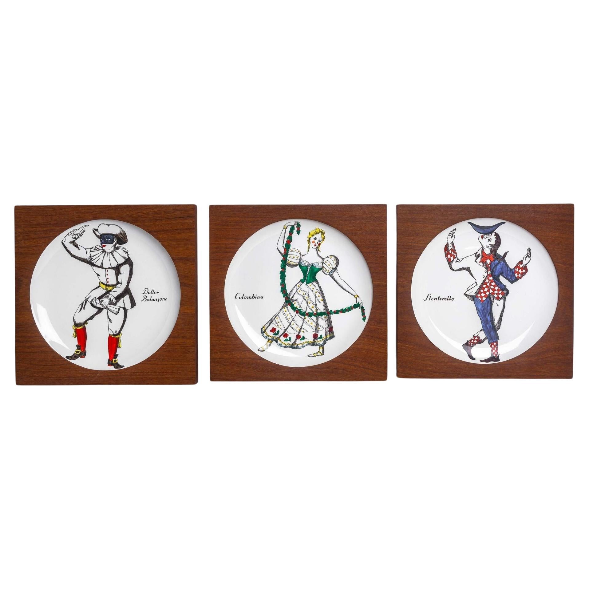 Piero Fornasetti Maschere Platos italianos, set de tres