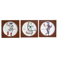 Piero Fornasetti Maschere Italian plates, Set of Three