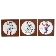 Piero Fornasetti Maschere Platos italianos, set de tres