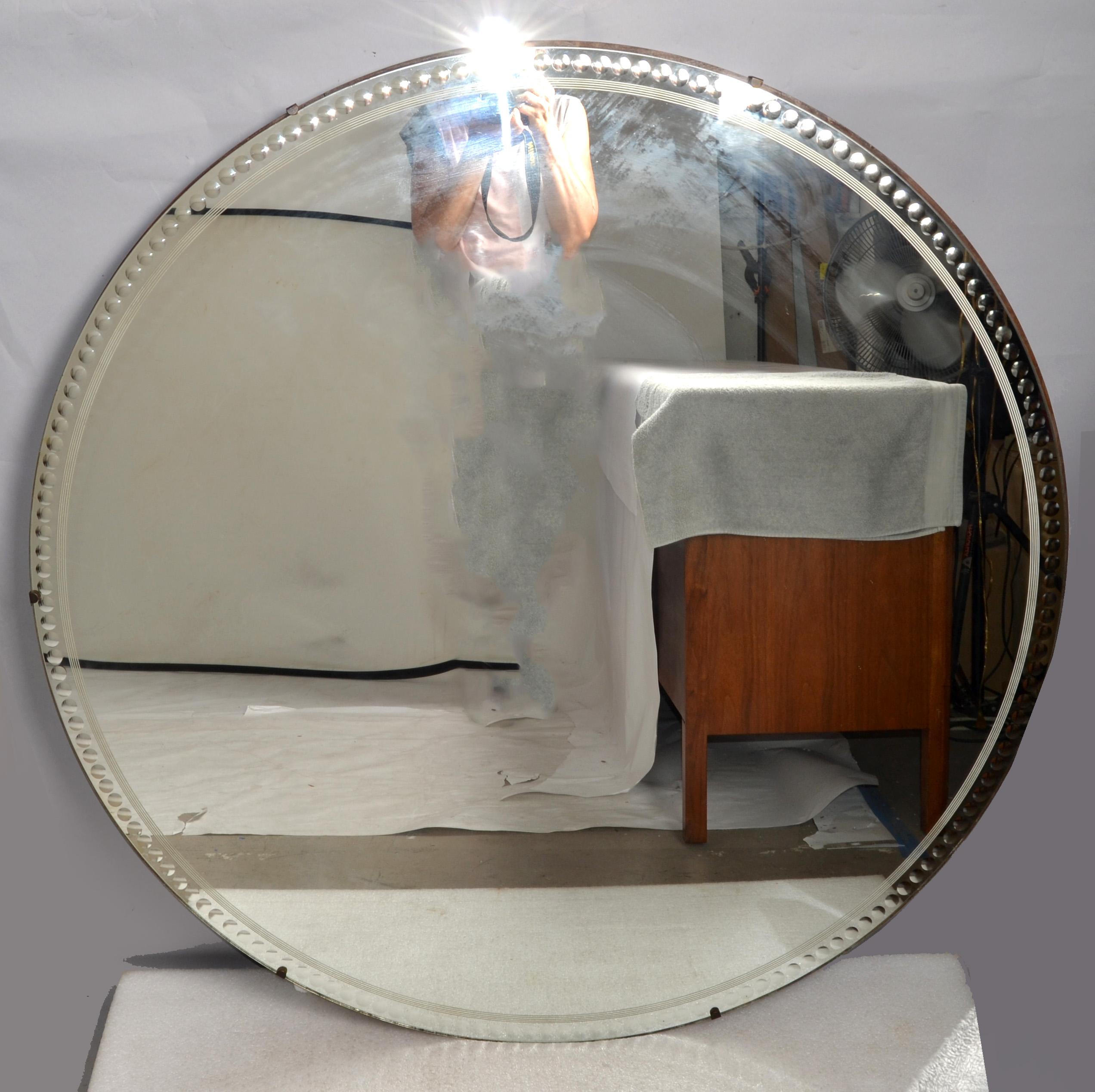 Piero Fornasetti Max Ingrand Style Large Round Bubbled Wall Mirror Art Deco 1960 8