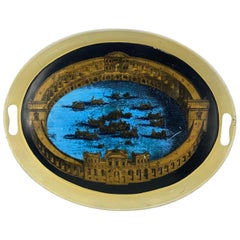 Piero Fornasetti Metal Colosseum Naval Battle Tray, Early 1950s