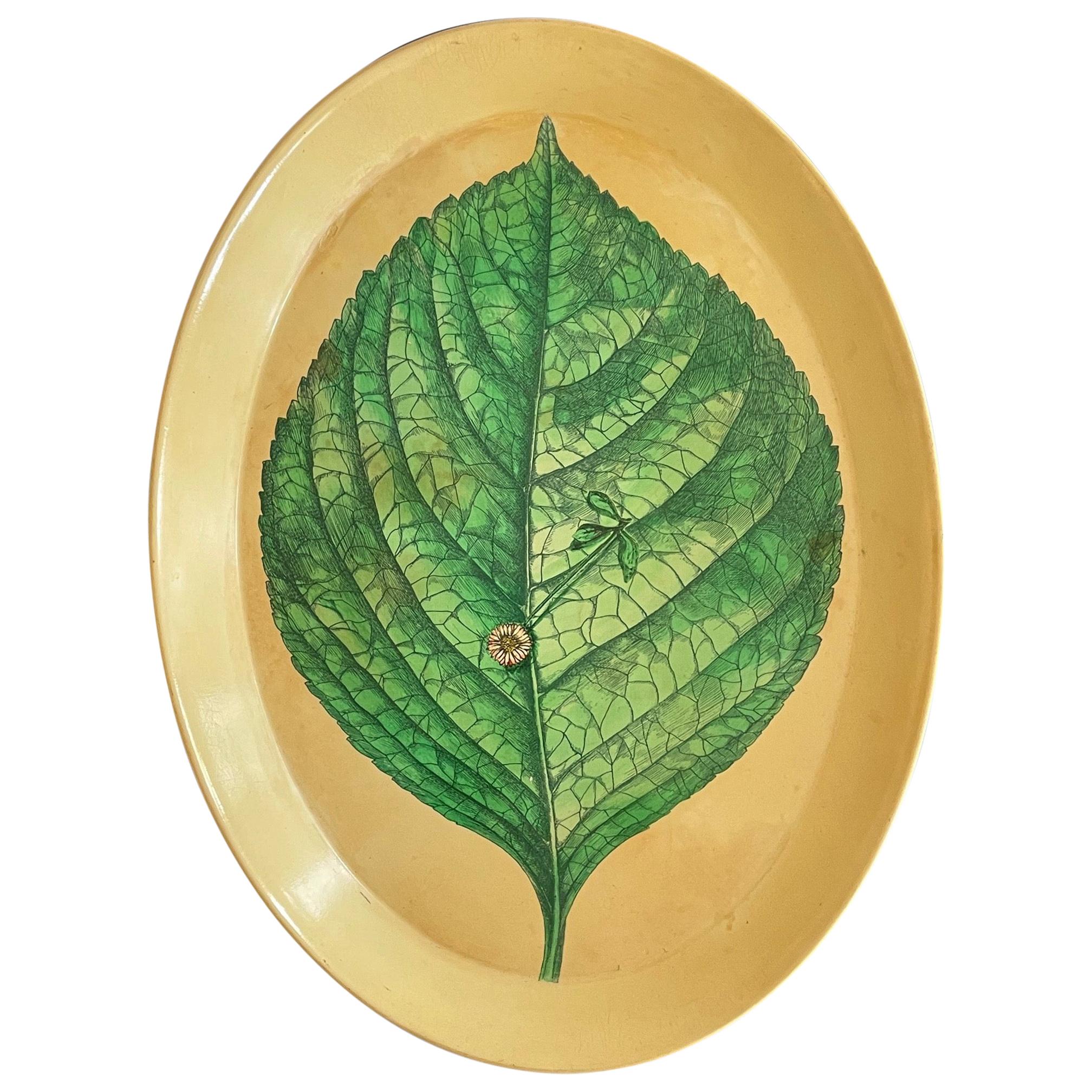 Piero Fornasetti Metal Tray with Leaf Decoration ca' 1950's