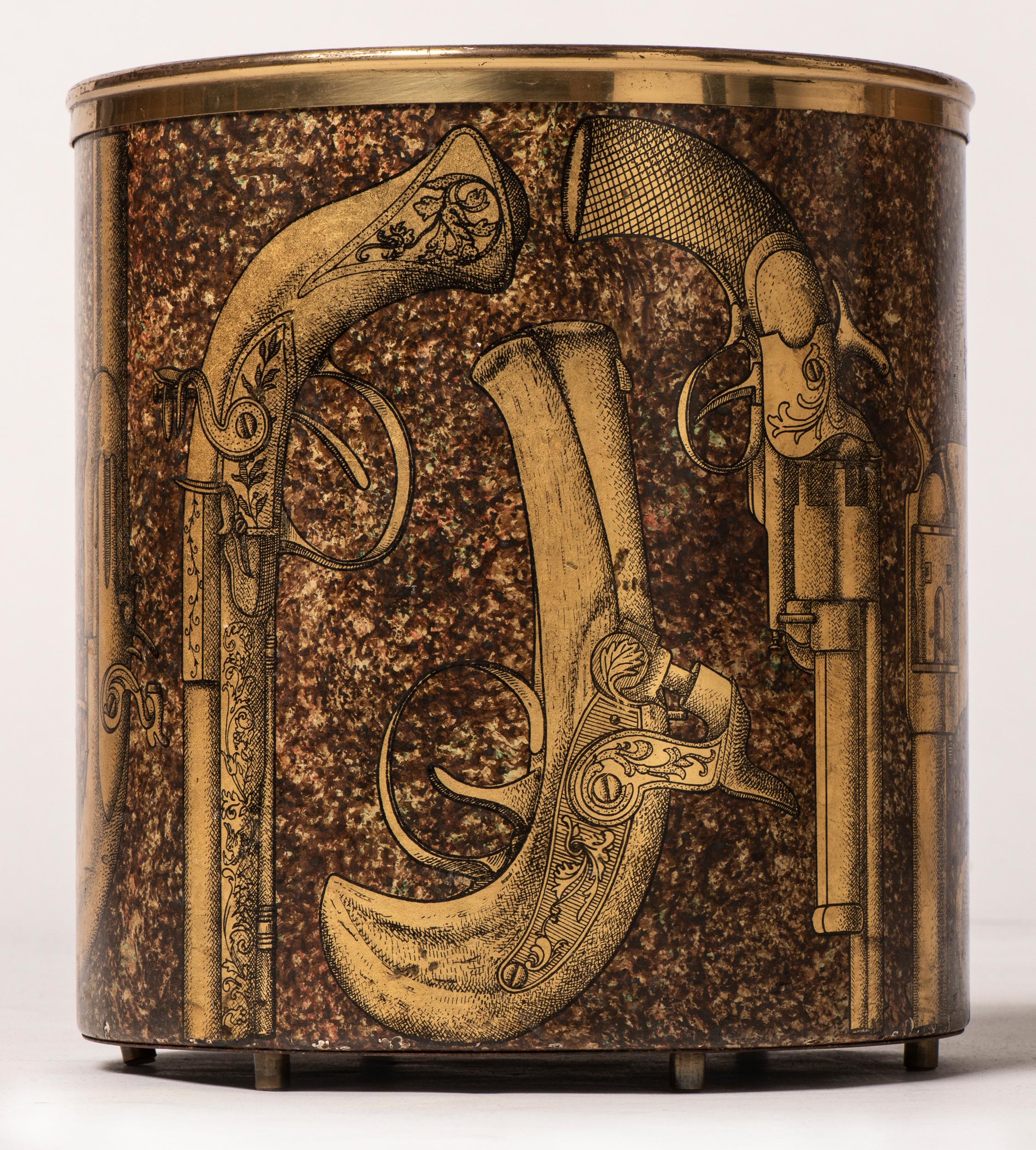 Piero Fornasetti Metal Waste Paper Bin Pistole, Italy, circa 1960 In Good Condition In Knutsford, GB