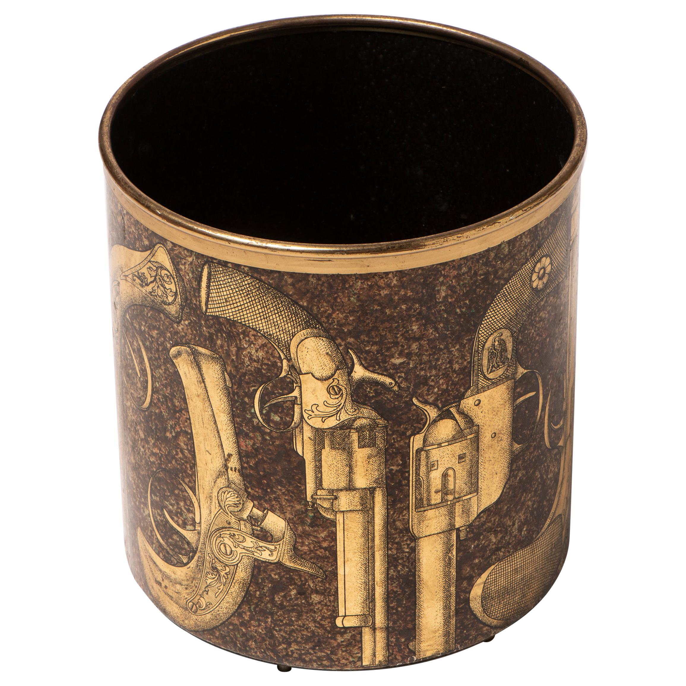 Piero Fornasetti Metal Waste Paper Bin “Pistole”, Italy, circa 1960 For Sale