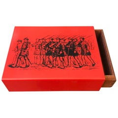 Piero Fornasetti Mid-Century Modern Metal and Wood Card Box, circa 1960