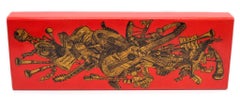 PIERO FORNASETTI Milano 1960 Red Enameled Sliding Box Music Instruments