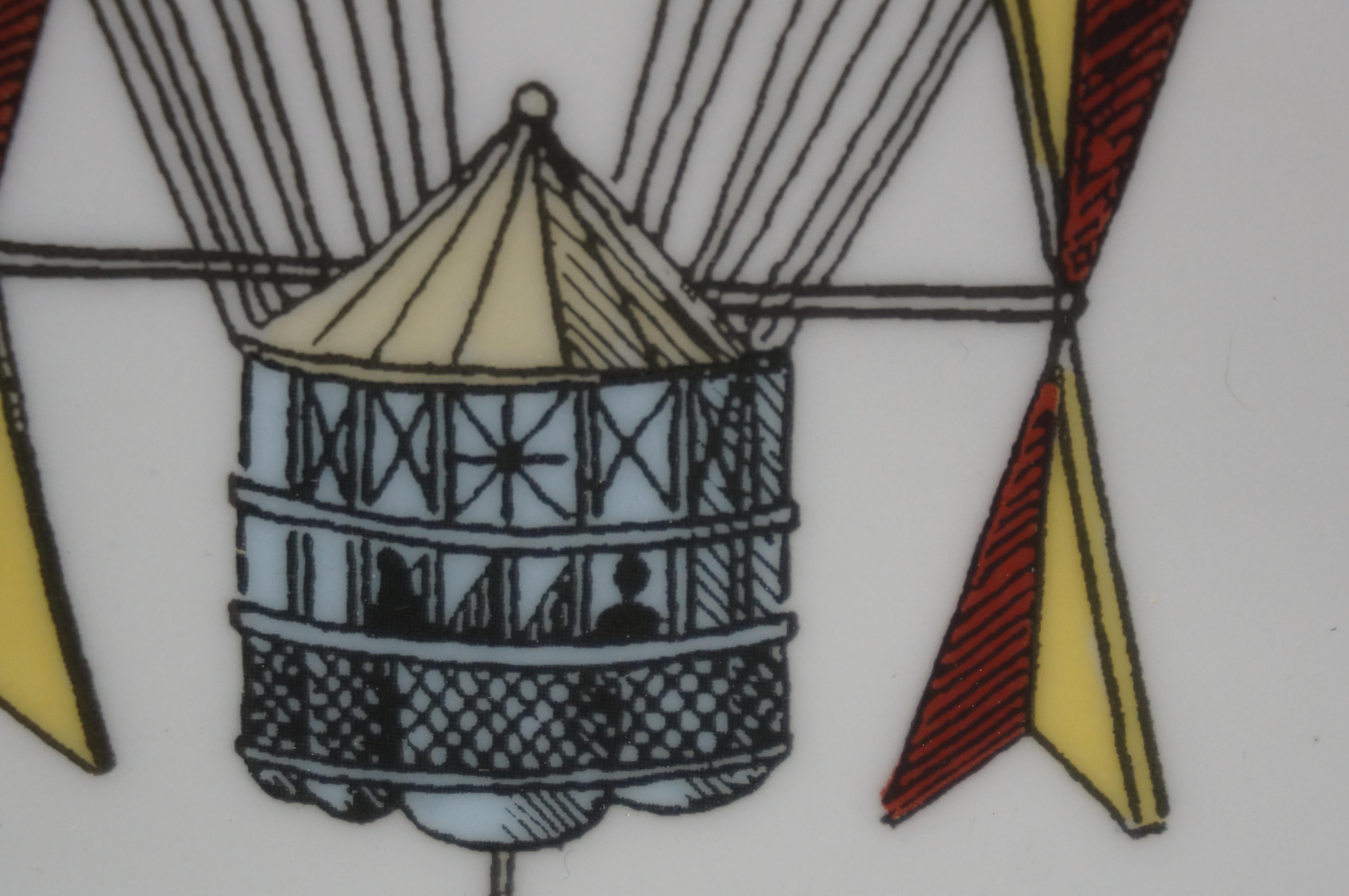 Piero Fornasetti Milano Italy Porcelain Palloni n.2 Hot Air Balloons Tray 16