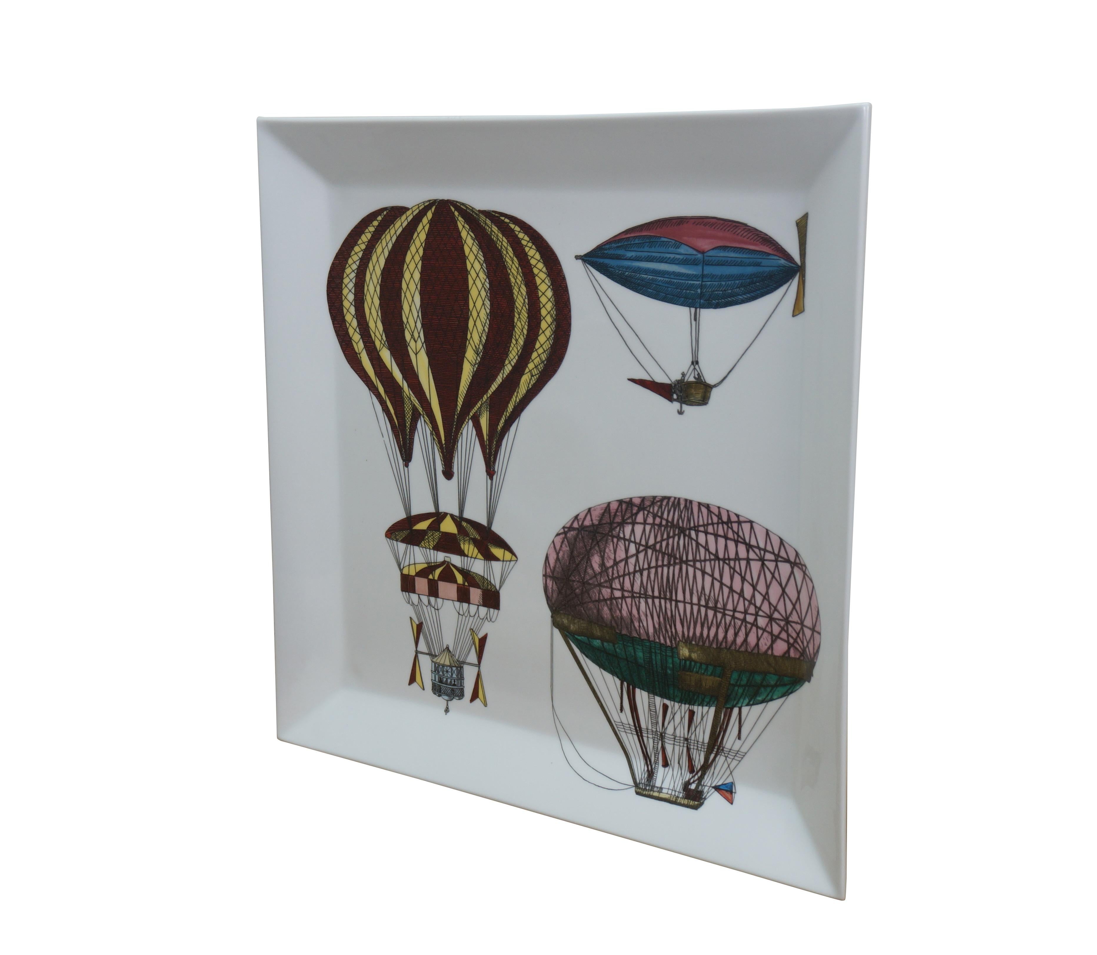 Modern Piero Fornasetti Milano Italy Porcelain Palloni n.2 Hot Air Balloons Tray 16
