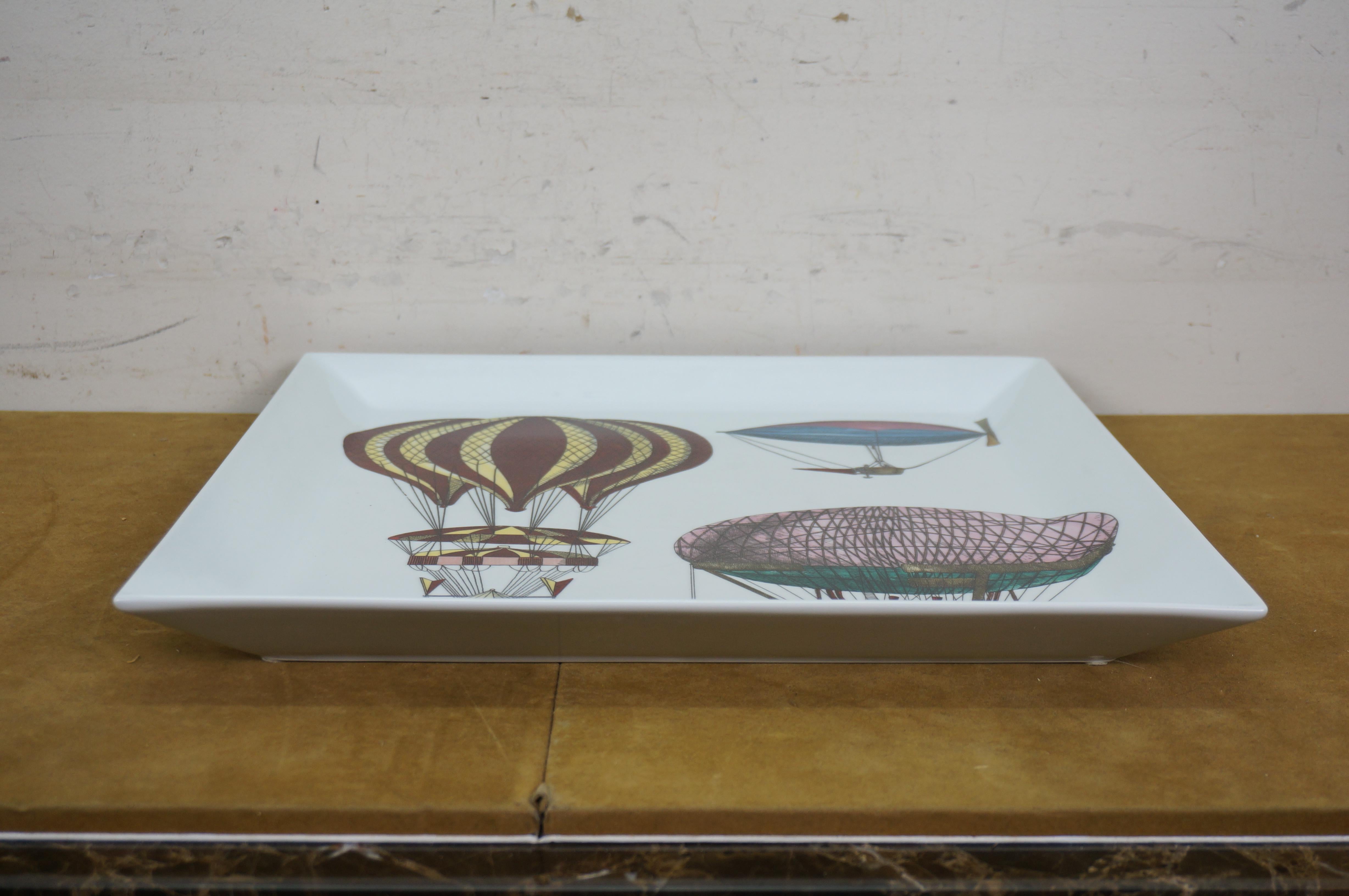 Italian Piero Fornasetti Milano Italy Porcelain Palloni n.2 Hot Air Balloons Tray 16