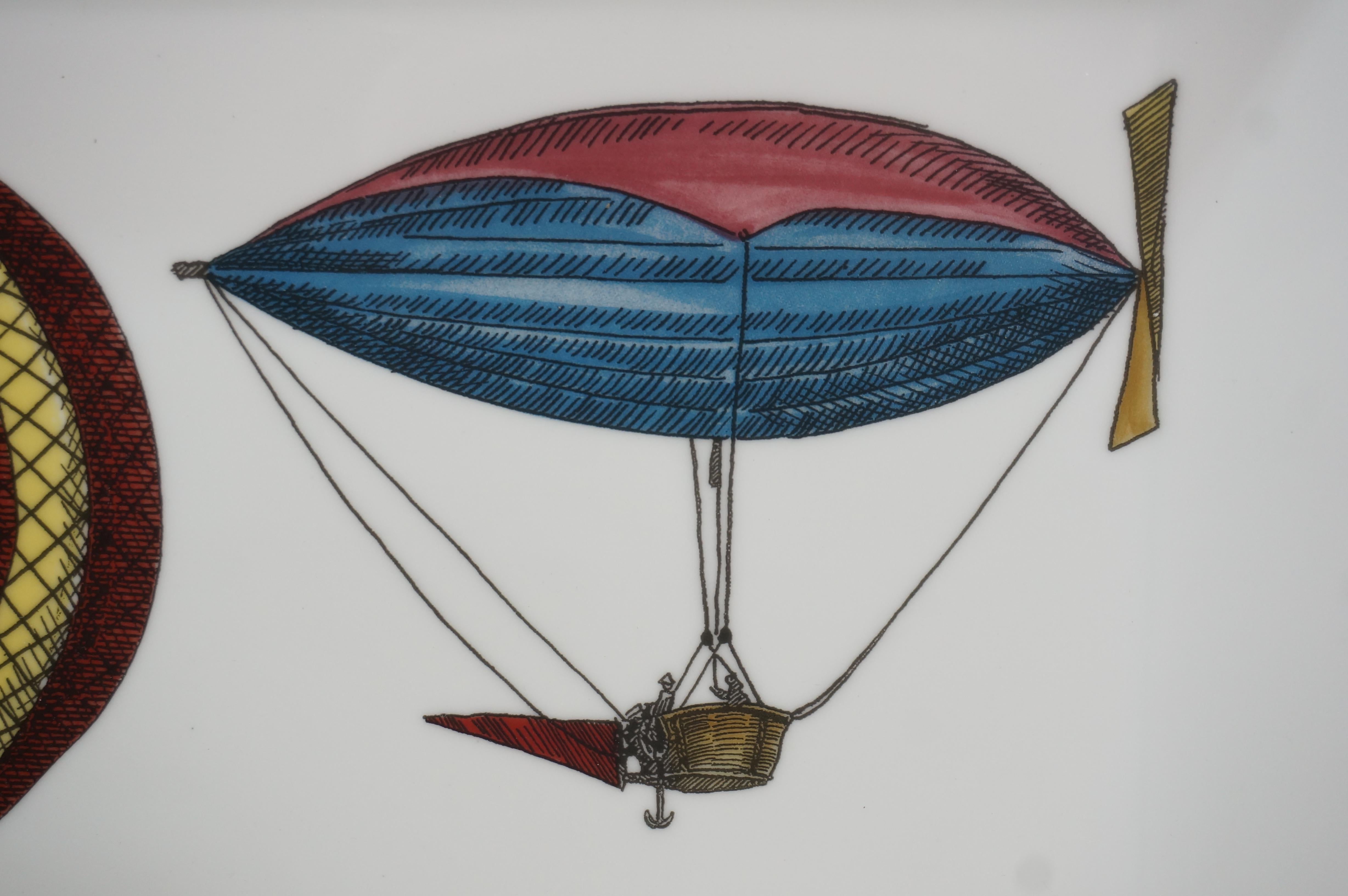 Piero Fornasetti Milano Italy Porcelain Palloni n.2 Hot Air Balloons Tray 16