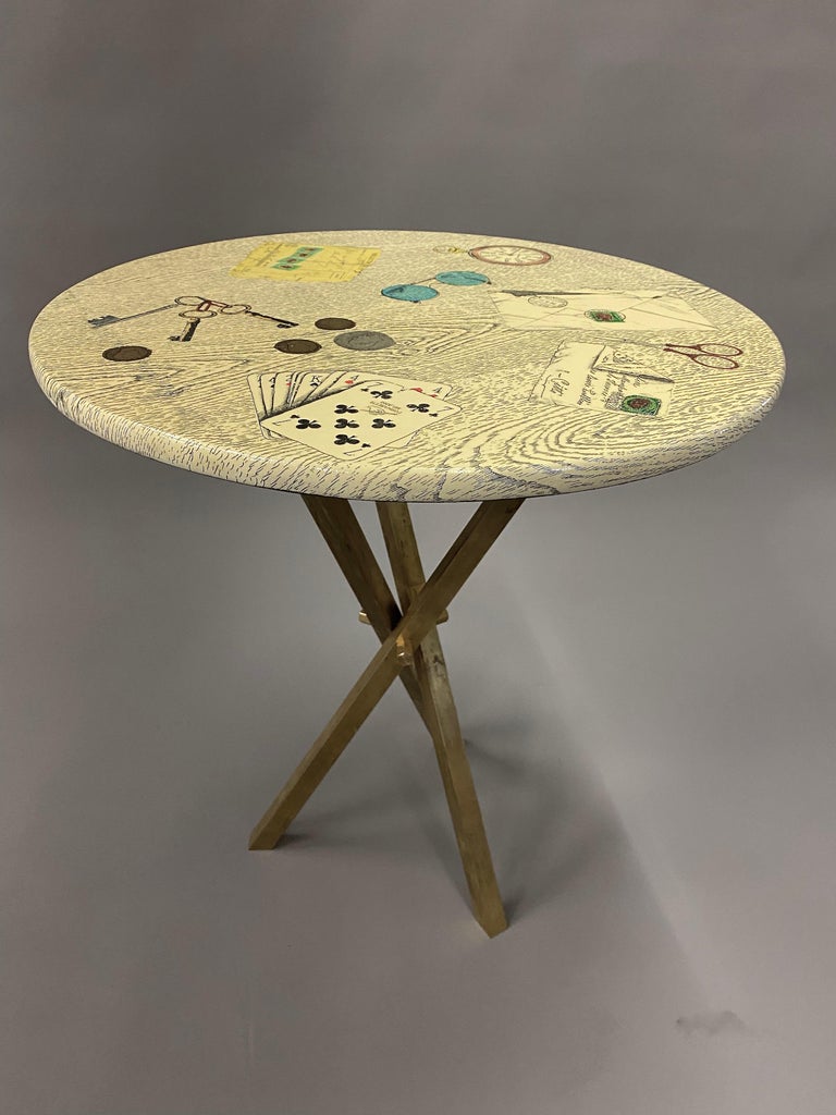 Piero Fornasetti Milano Signed Mid-Century Modern Side Table For Sale 7