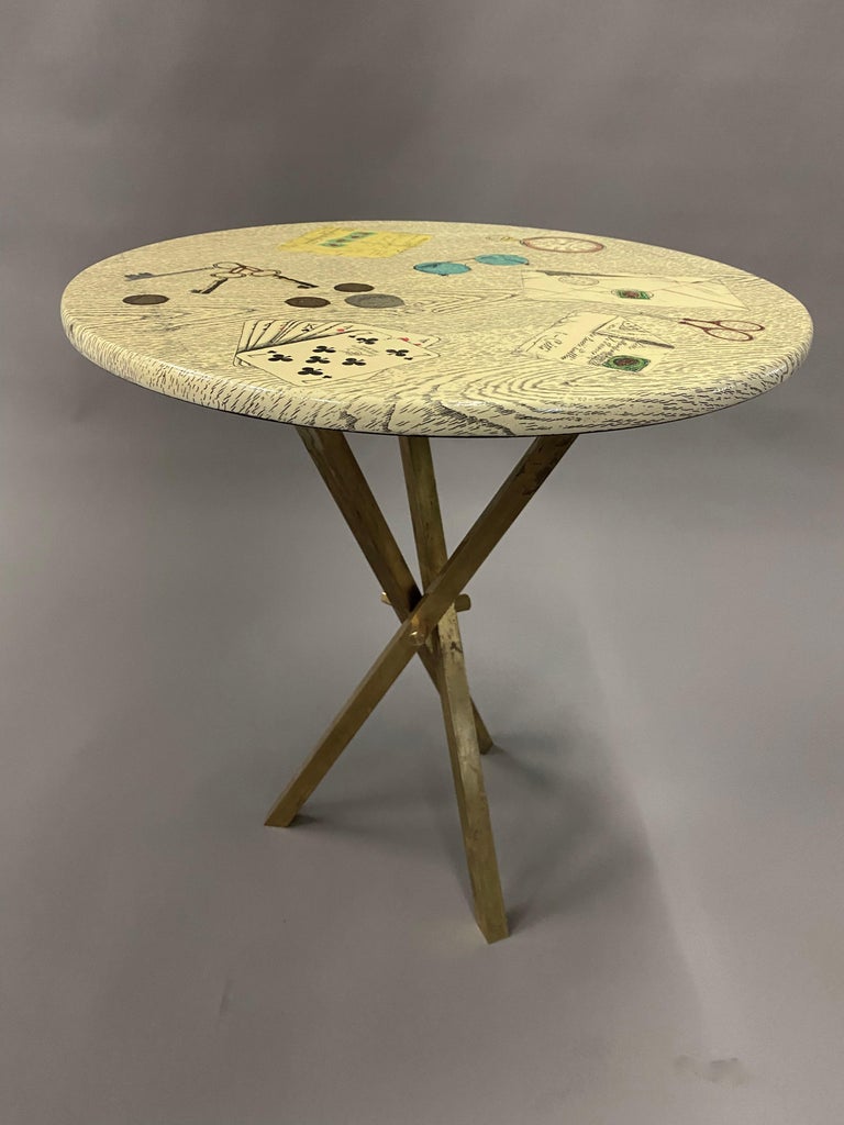 Piero Fornasetti Milano Signed Mid-Century Modern Side Table For Sale 9