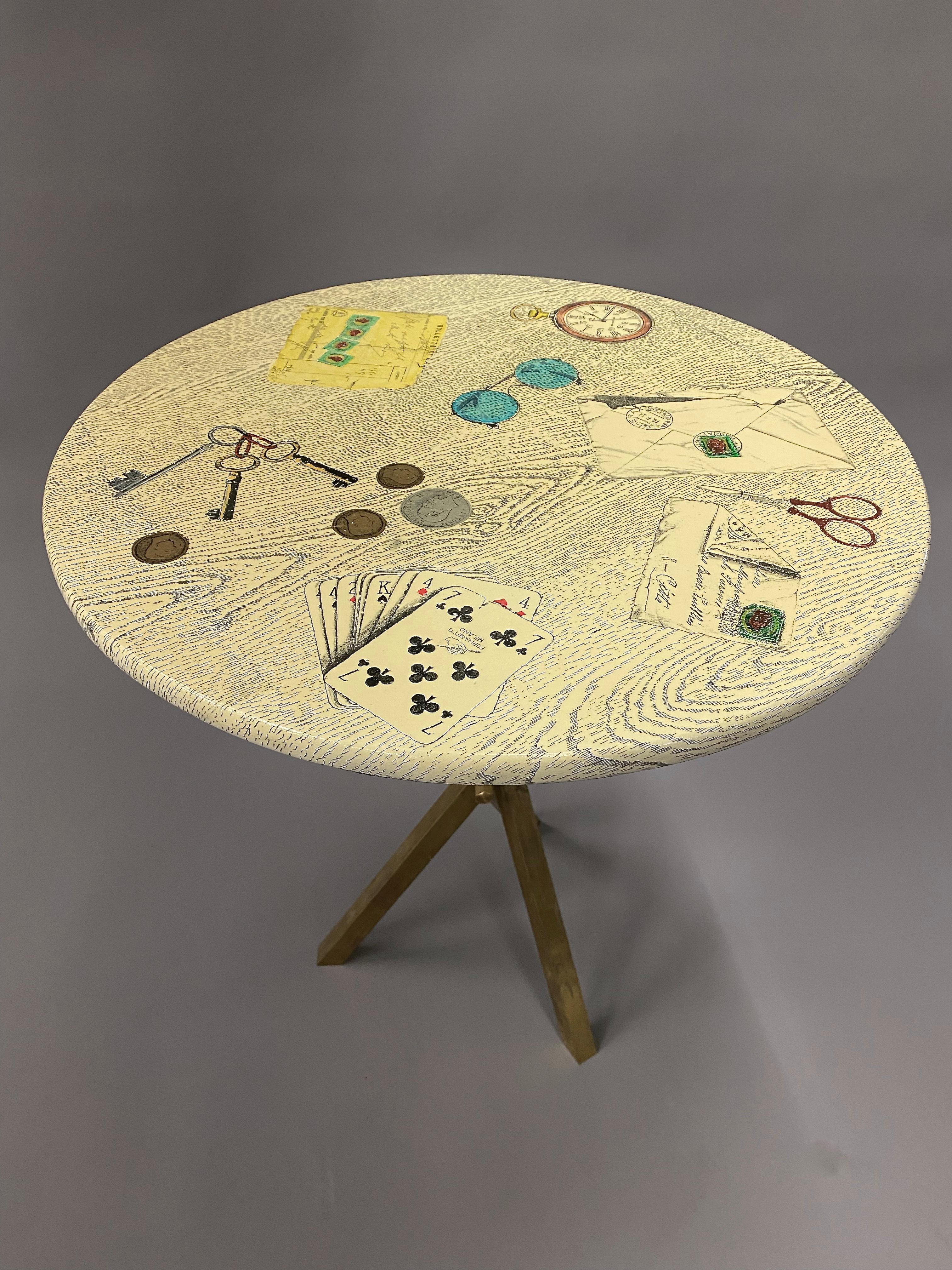 Lacquered Piero Fornasetti Milano Signed Mid-Century Modern Side Table